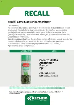 Pré-visualização Recheio - Gamas Especiarias  válido de 30.07.2025