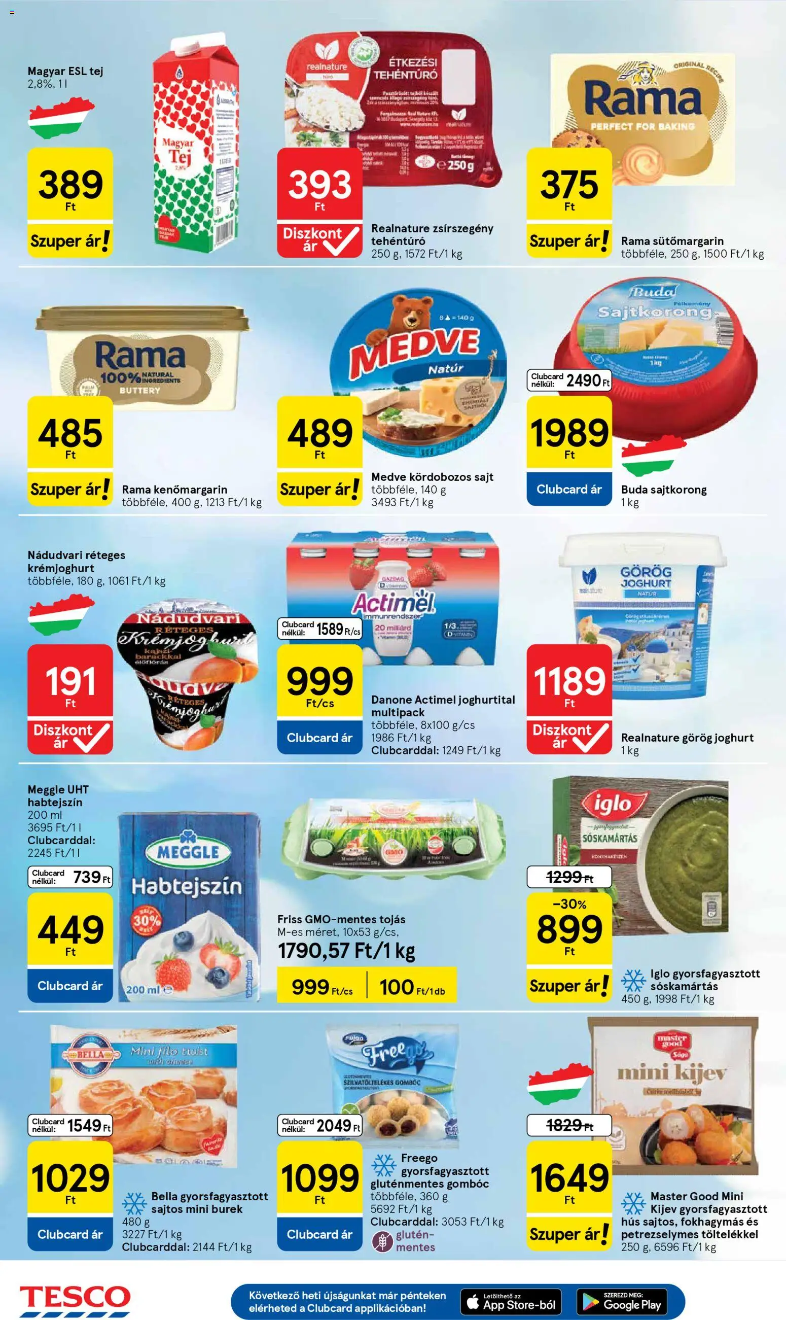 Tesco akciós ujság - amely érvényes a következő dátumtól: 08.01.2026 | Oldal: 4 | Termékek: Rama, Görög joghurt, Sajt, Joghurt