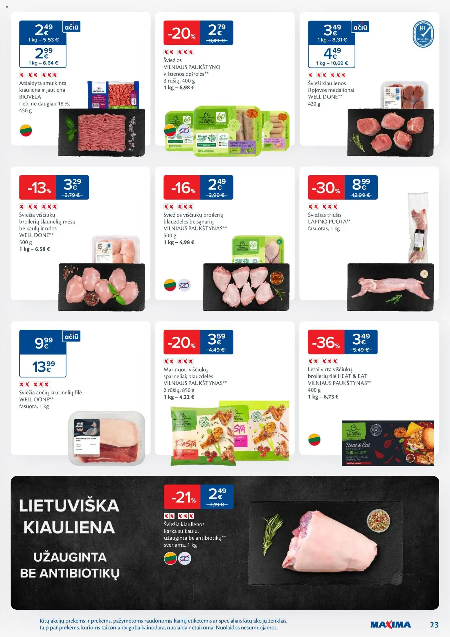 MAXIMA akcijos nuo 11.11.2025 | Puslapis: 23 | Prekių: Kiaulienos, Viščiukų, Kiauliena, Jautiena
