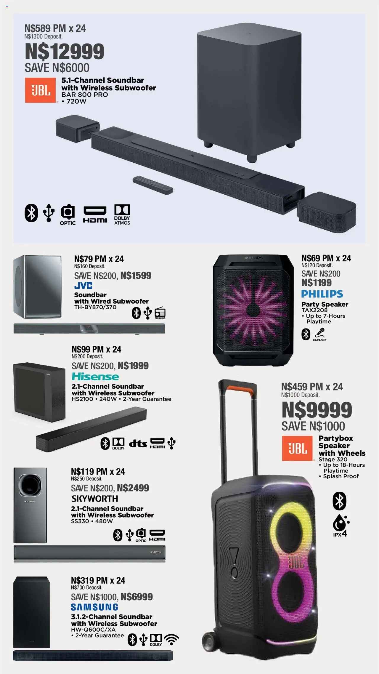 House and Home - Namibia Catalogue │ valid from 09.06.2025 | Page: 22 | Products: Radio, Speaker, Soundbar, Subwoofer