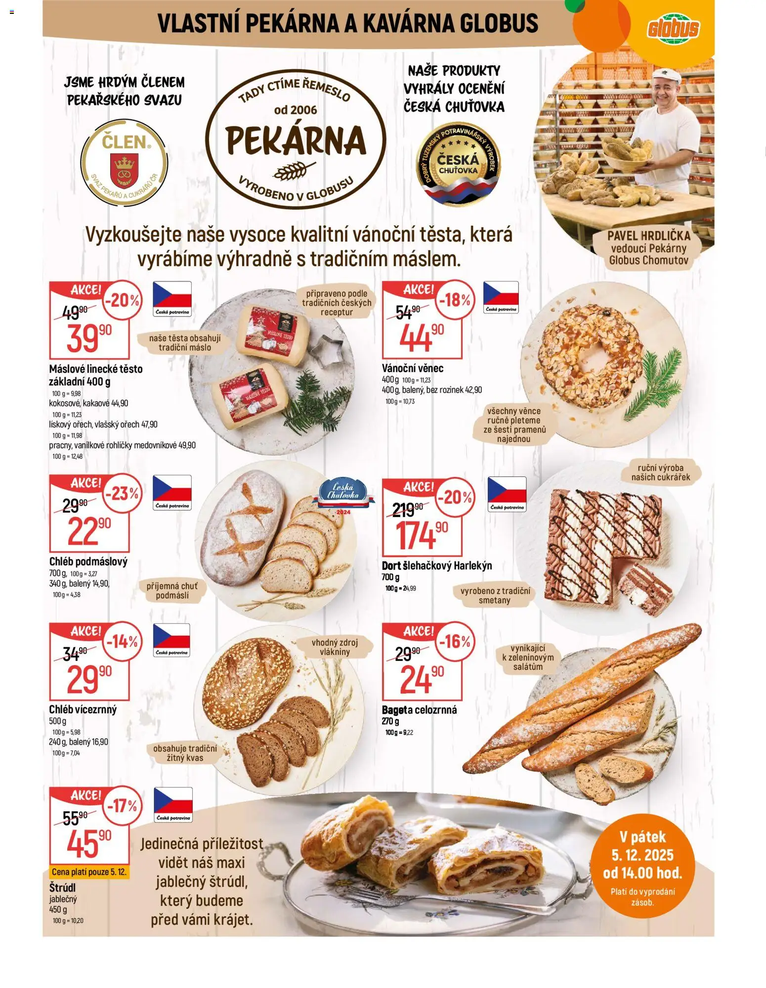 Globus leták - Chomutov od 03.12.2025 | Strana: 6 | Produkty: Chléb, Pekárna, Vanilkové rohlíčky, Dort