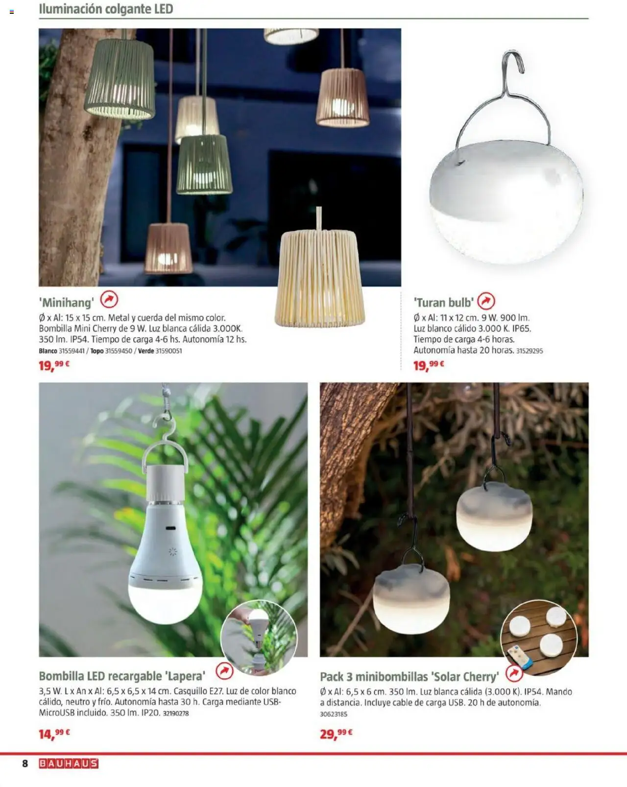 Bauhaus - Camping │ válido desde el 19.05.2025 | Página: 8 | Productos: Cable, USB, Bombilla, Galette de chaise