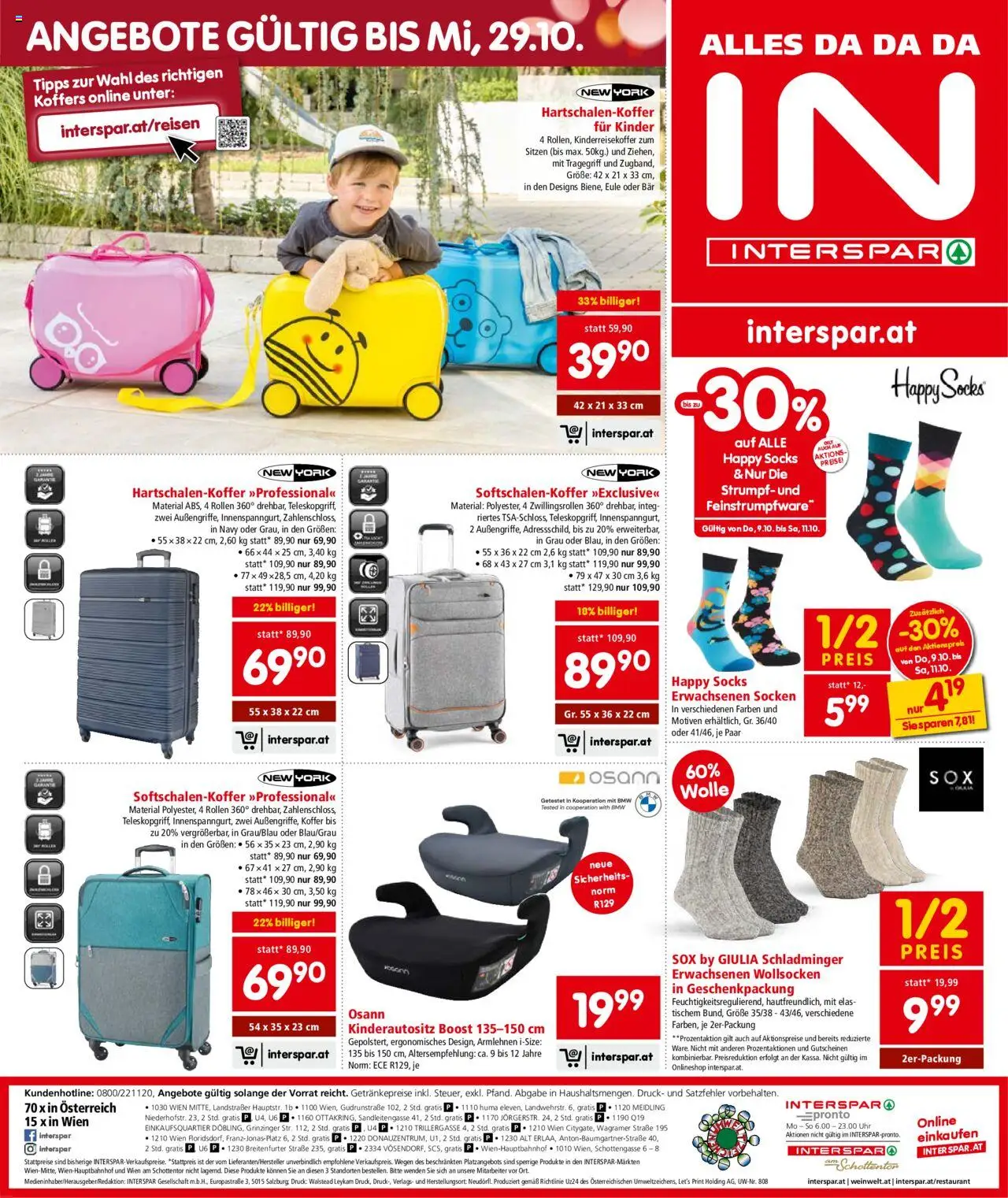 Interspar Flugblatt - Wien gültig ab 09.10.2025 | Seite: 20 | Produkte: Socken, Koffer, Uhr