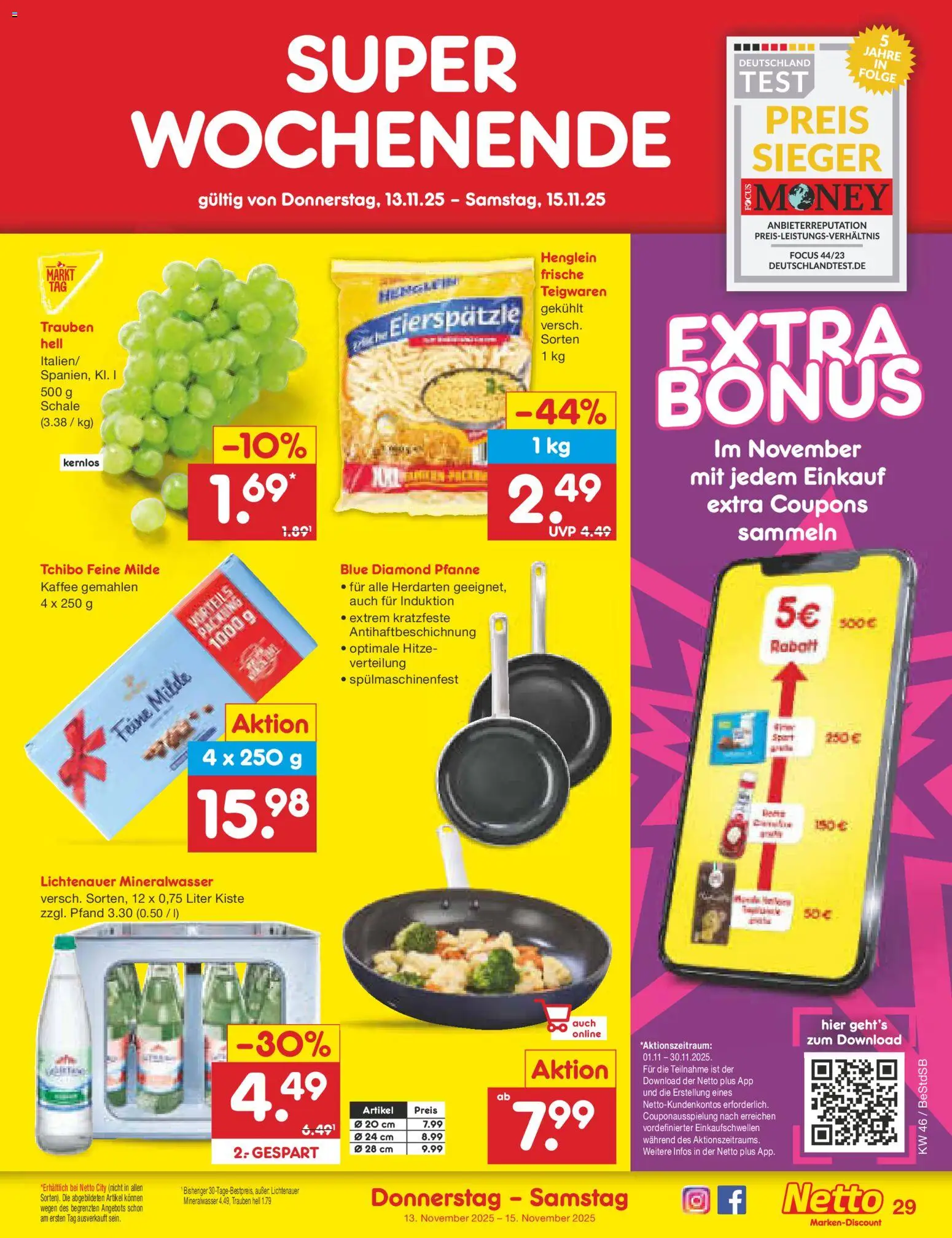 Netto Marken-Discount Prospekt 	 – gültig ab 10.11.2025 | Seite: 37 | Produkte: Trauben, Kaffee, Mineralwasser