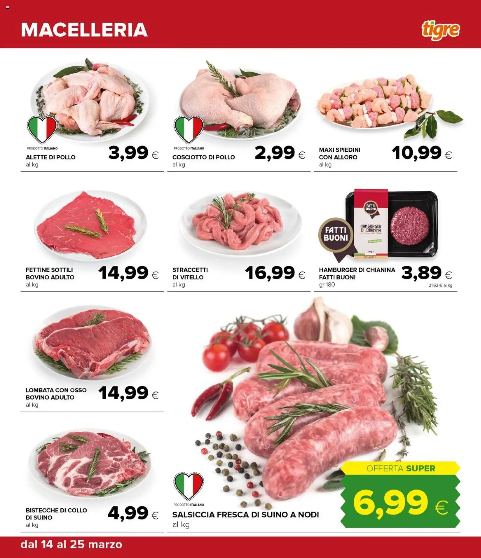 Volantino Tigre del 14.03.2026 | Pagina: 3 | Prodotti: Pollo, Suino, Salsiccia, Vitello
