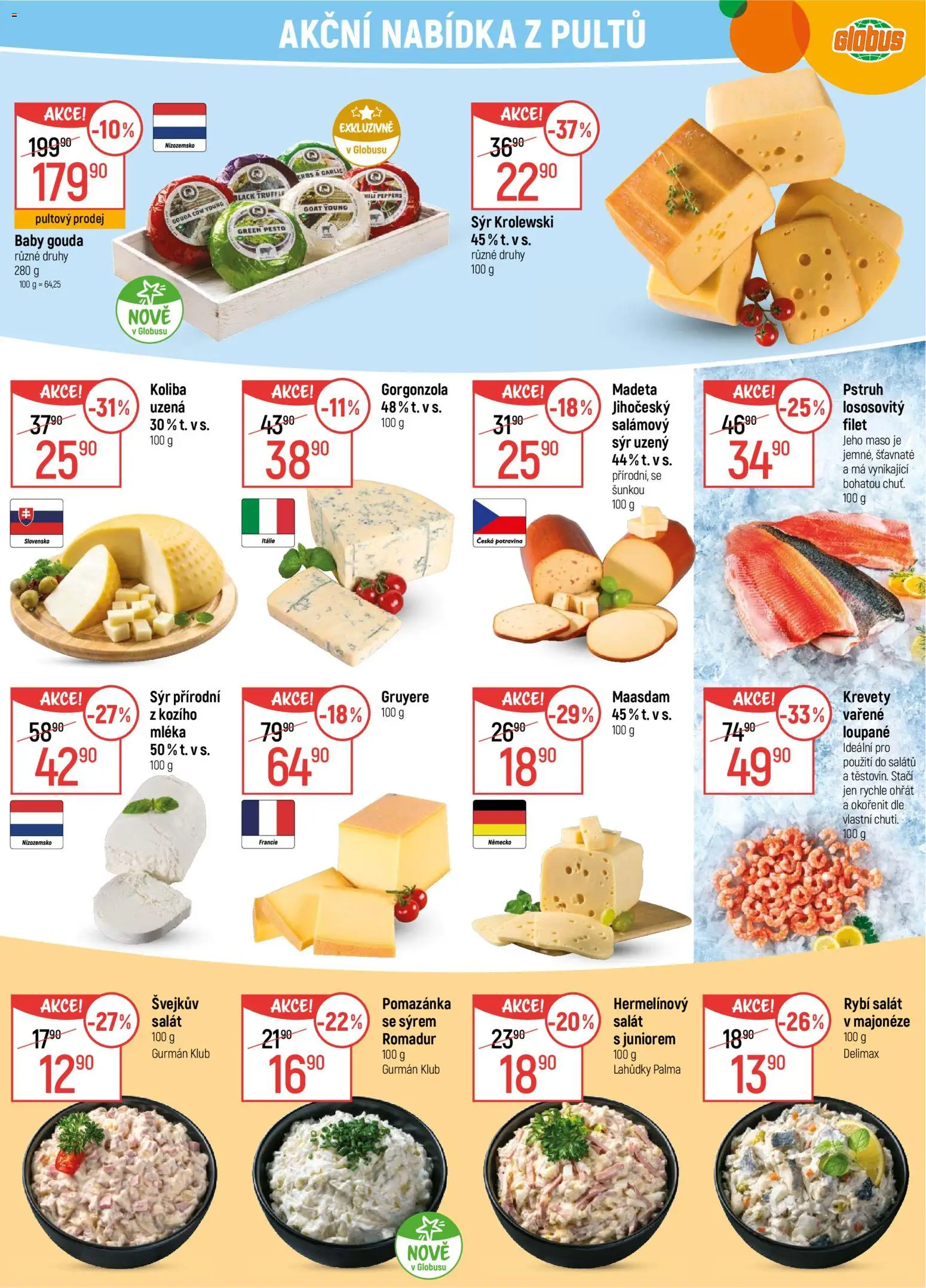Globus leták - Praha-Štěrboholy od 04.02.2026 | Strana: 8 | Produkty: Gouda, Rybí salát, Pstruh, Krevety