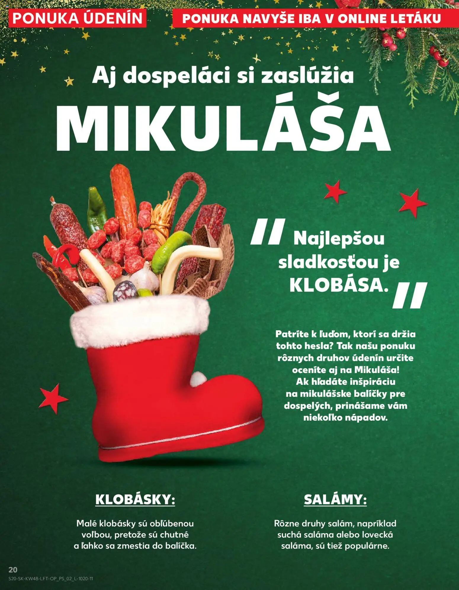 Nové Kaufland akcie – leták je platný od 27.11.2025 | Strana: 20 | Produkty: Saláma
