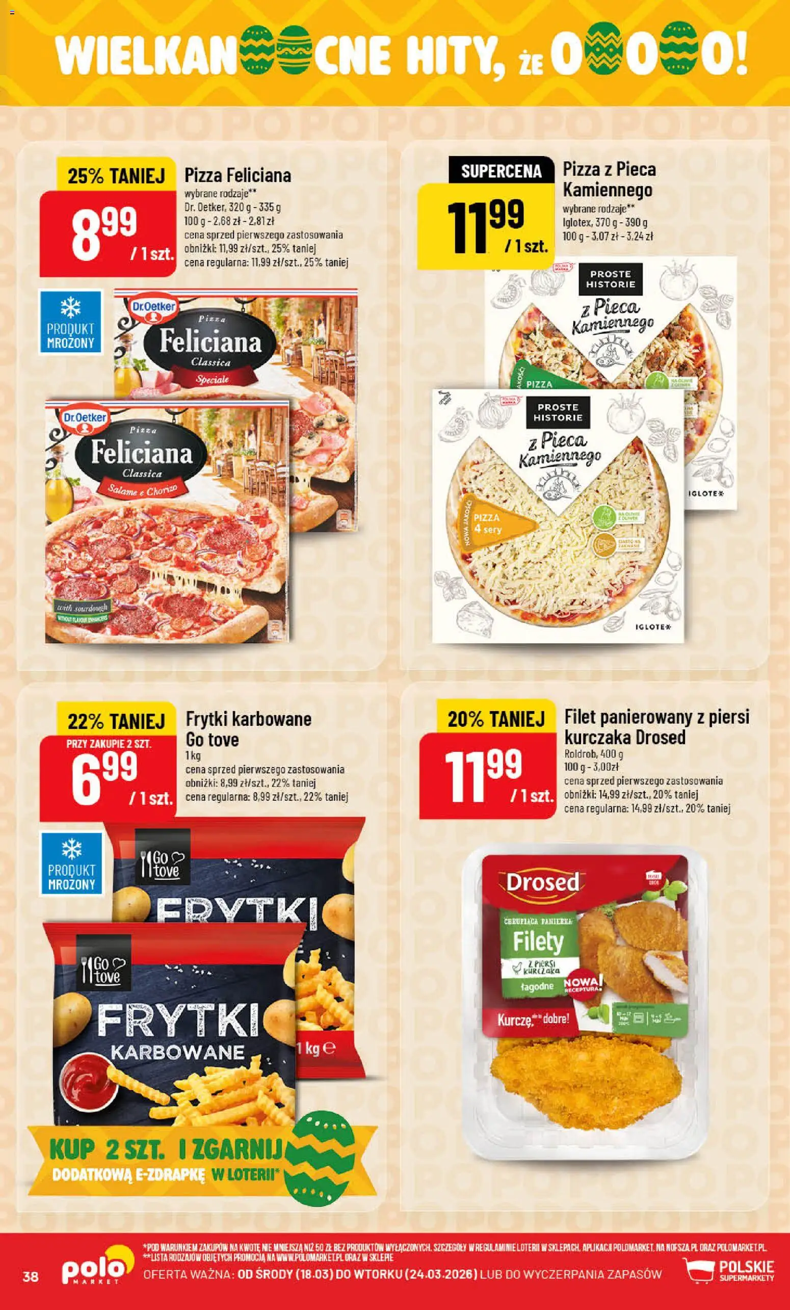 POLOmarket gazetka od 18.03.2026 | Strona: 38 | Produkty: Piersi, Frytki karbowane, Pizza, Frytki