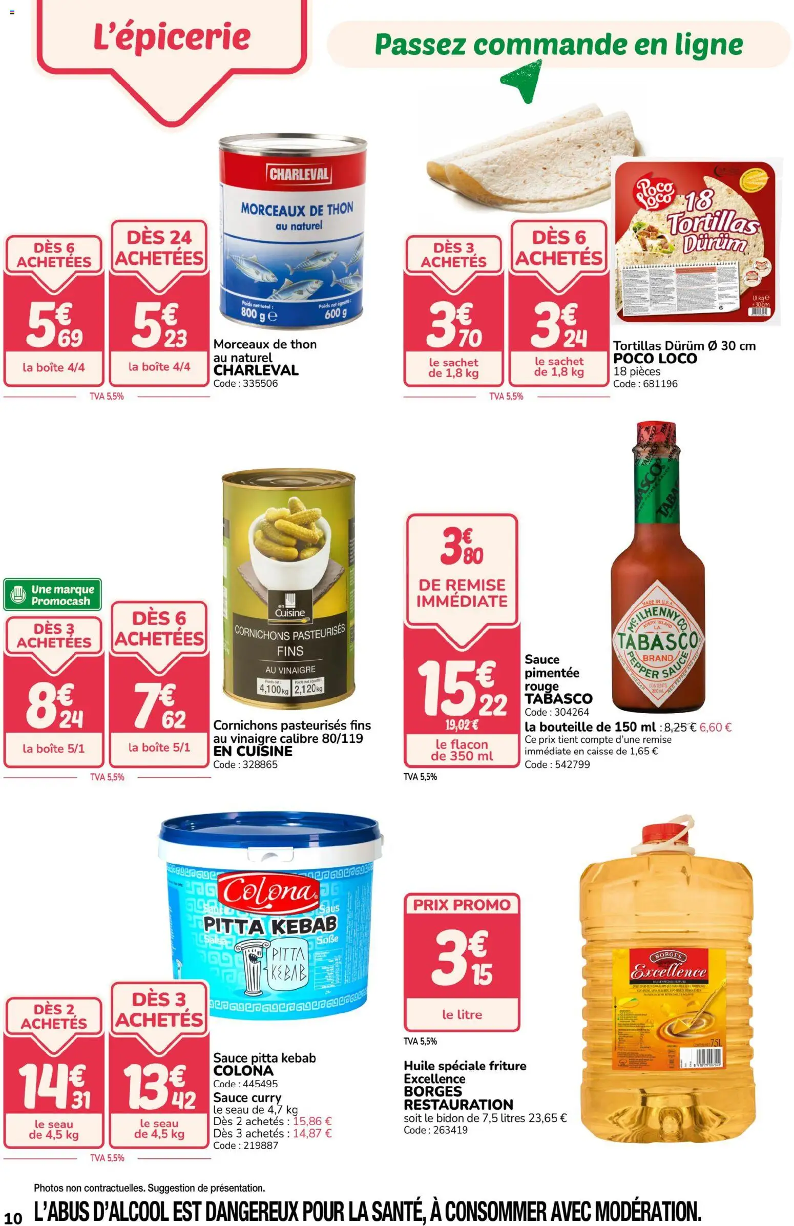 {H1} | Page: 10 | Produits: Poids, Curry, Huile, Vinaigre