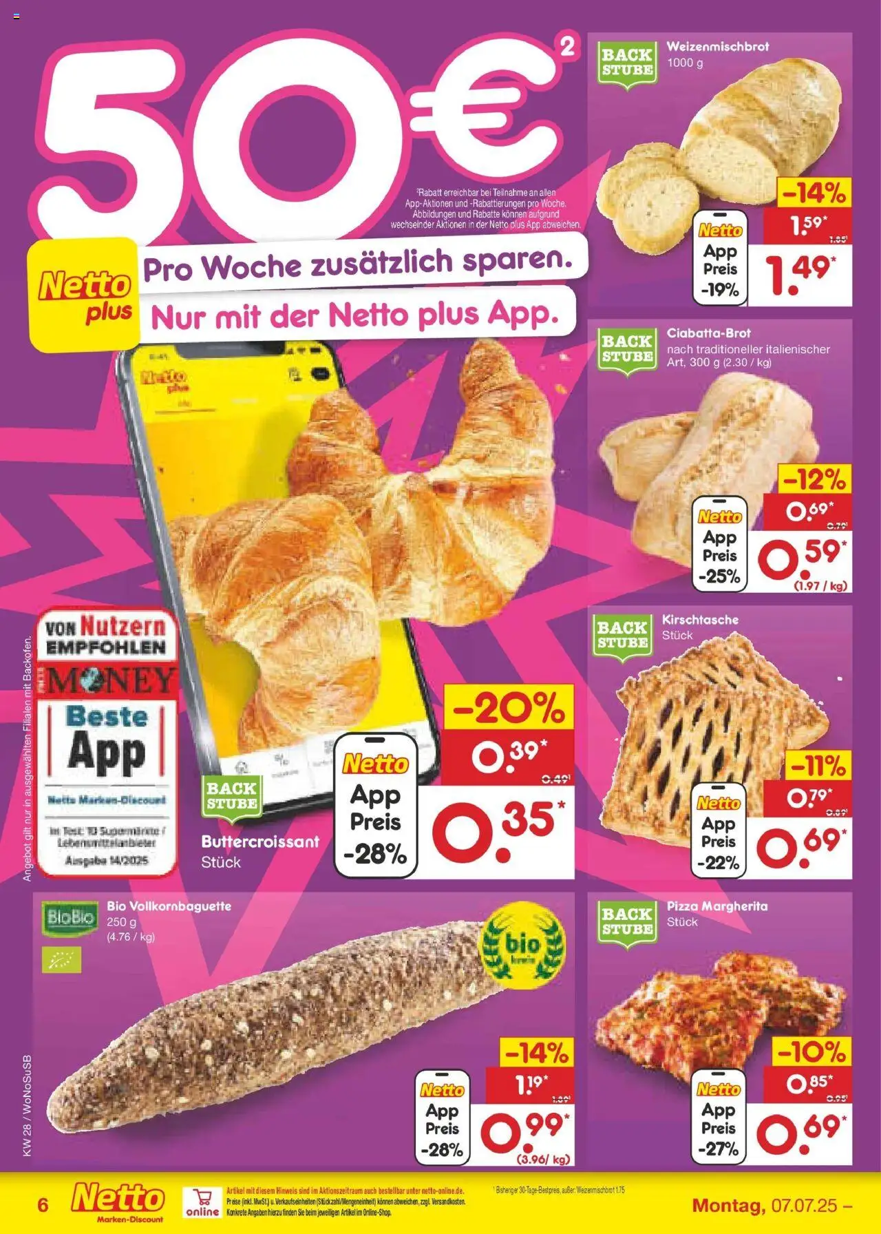 Netto Marken-Discount prospekt Lahnau	 - gültig ab dem 07.07.2025 | Seite: 8 | Produkte: Baguette, Pizza