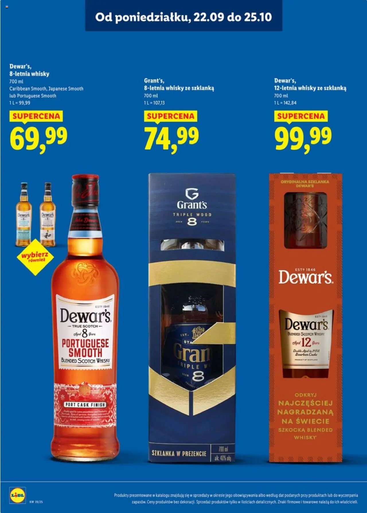 Lidl Katalog alkoholi mocnych od 22.09.2025 | Strona: 15 | Produkty: Szklanka, Grant's, Bourbon, Finish