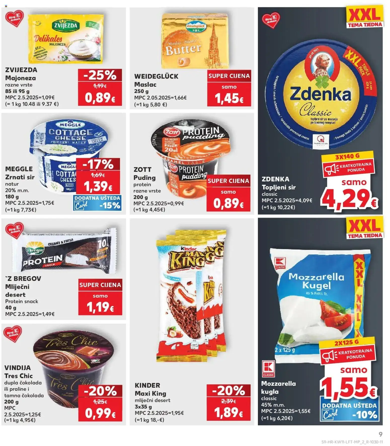 Kaufland katalog | vrijedi od 10.03.2026 | Stranica: 9 | Proizvodi: Mozzarella, Maslac, Sir, Puding