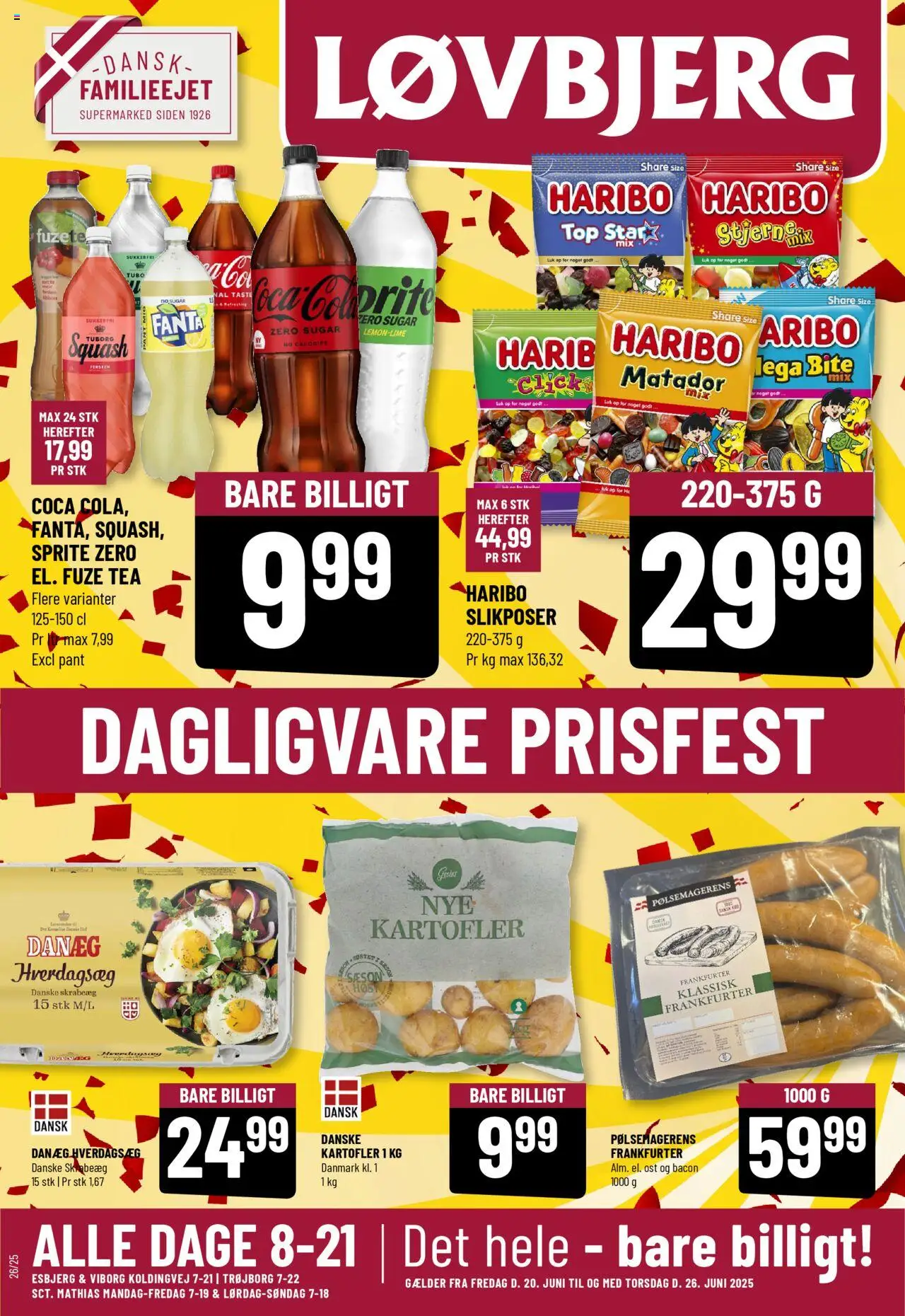 Løvbjerg Tilbudsavis gyldig fra 20.06.2025 | Side: 1 | Produkter: Ost, Kartofler, Fanta, Bacon