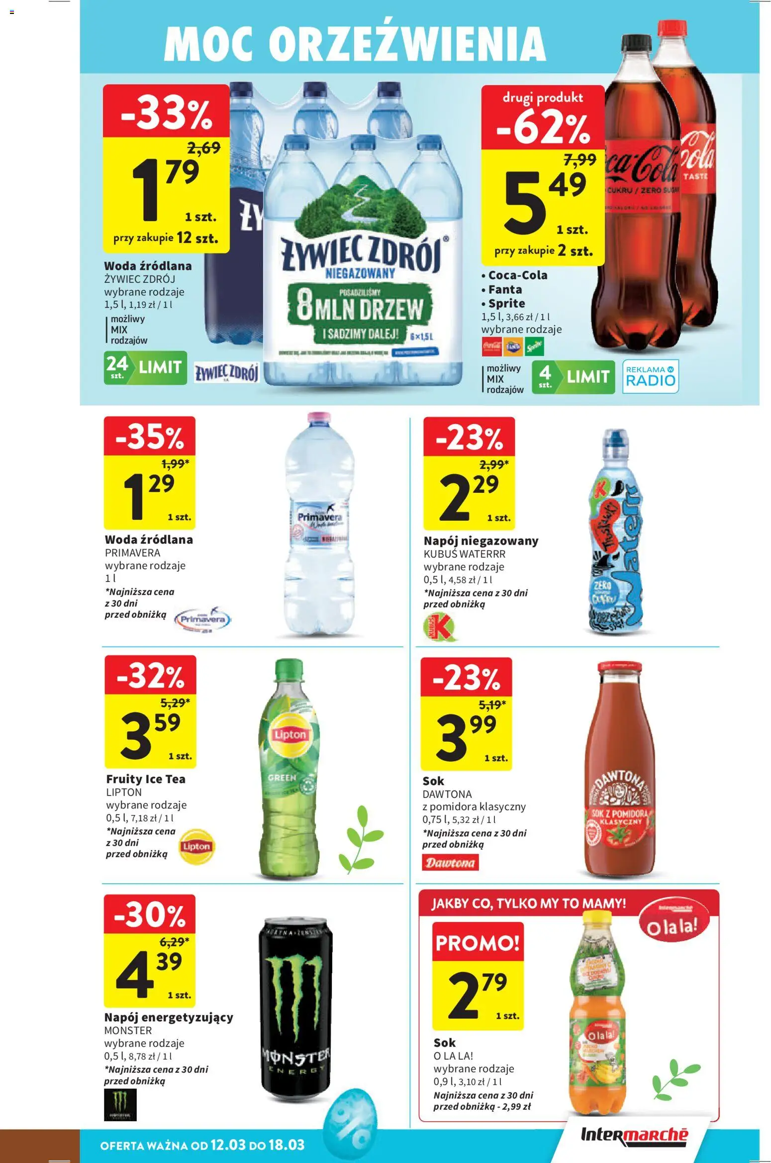 Intermarche gazetka od 12.03.2026 | Strona: 37 | Produkty: Radio, Sprite, Sok, Woda