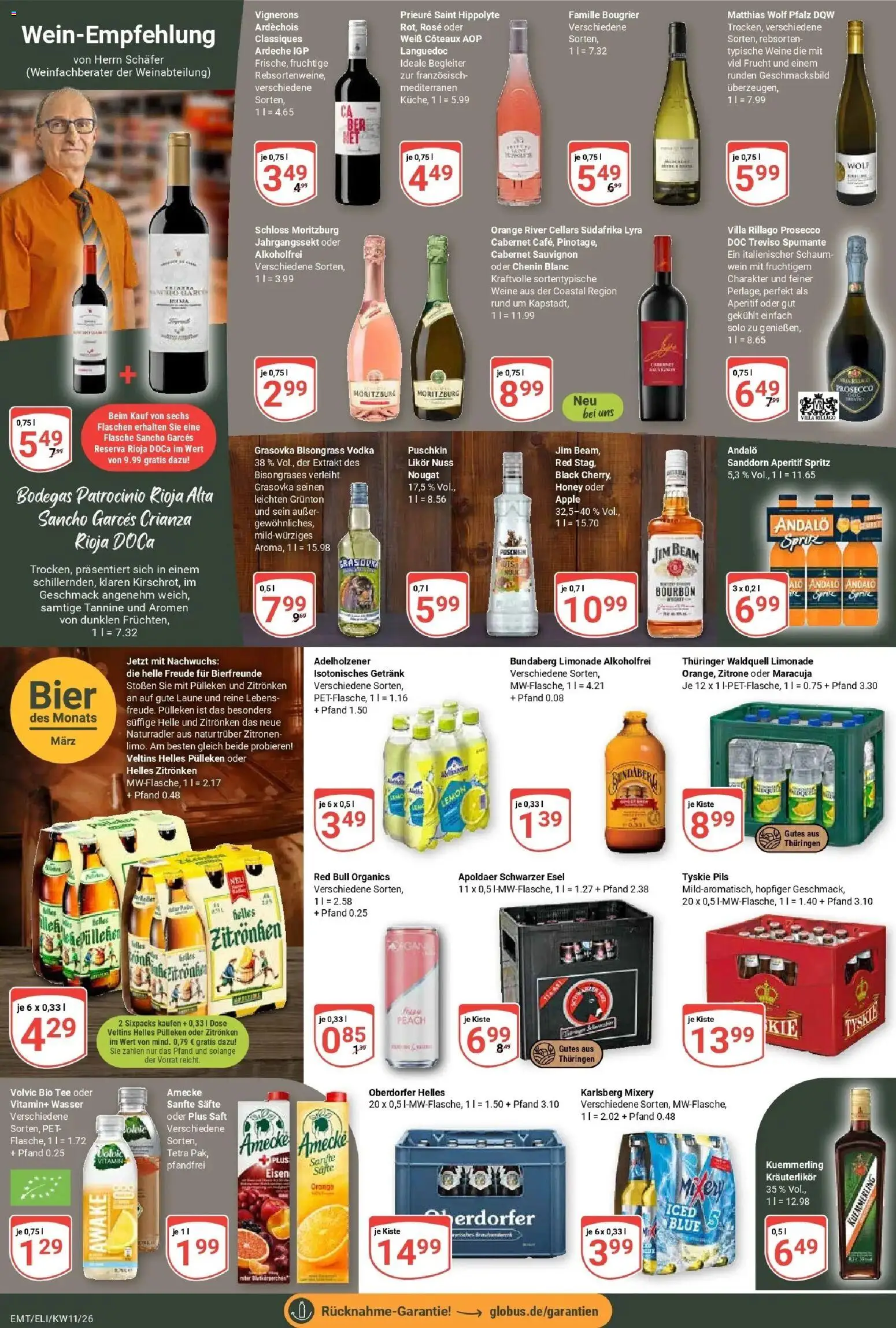 Globus prospekt Erfurt-Linderbach	 – gültig ab 09.03.2026 | Seite: 18 | Produkte: Tyskie, Red bull, Likör, Apple