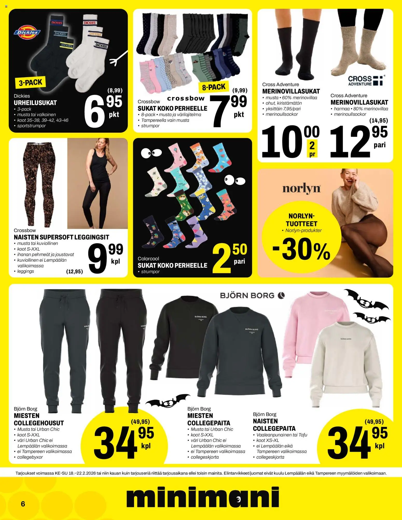 Minimani tarjoukset – voimassa 18.02.2026 alkaen | Sivu: 6 | Tuotteet: Sukat, Leggingsit