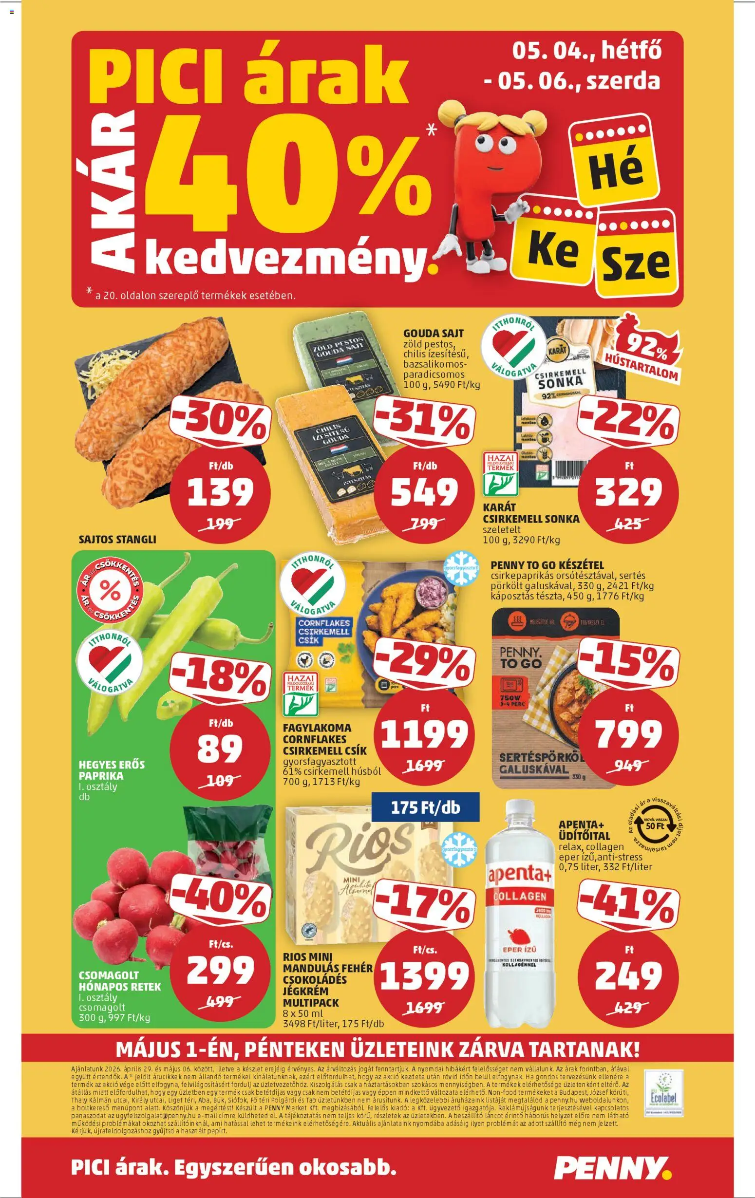 PENNY akciós ujság - amely érvényes a következő dátumtól: 29.04.2026 | Oldal: 24 | Termékek: Sonka, Csirkemell sonka, Eper, Készétel