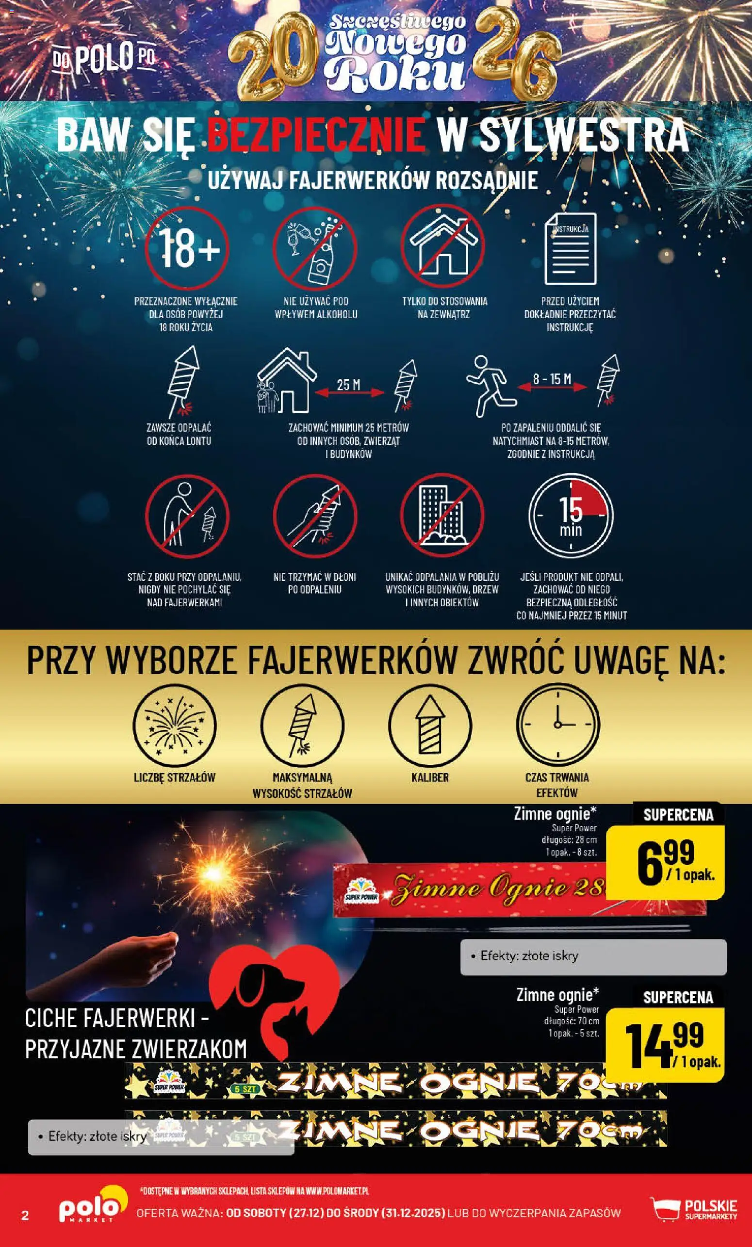 POLOmarket Gazetka od 27.12.2025 | Strona: 2 | Produkty: Fajerwerki