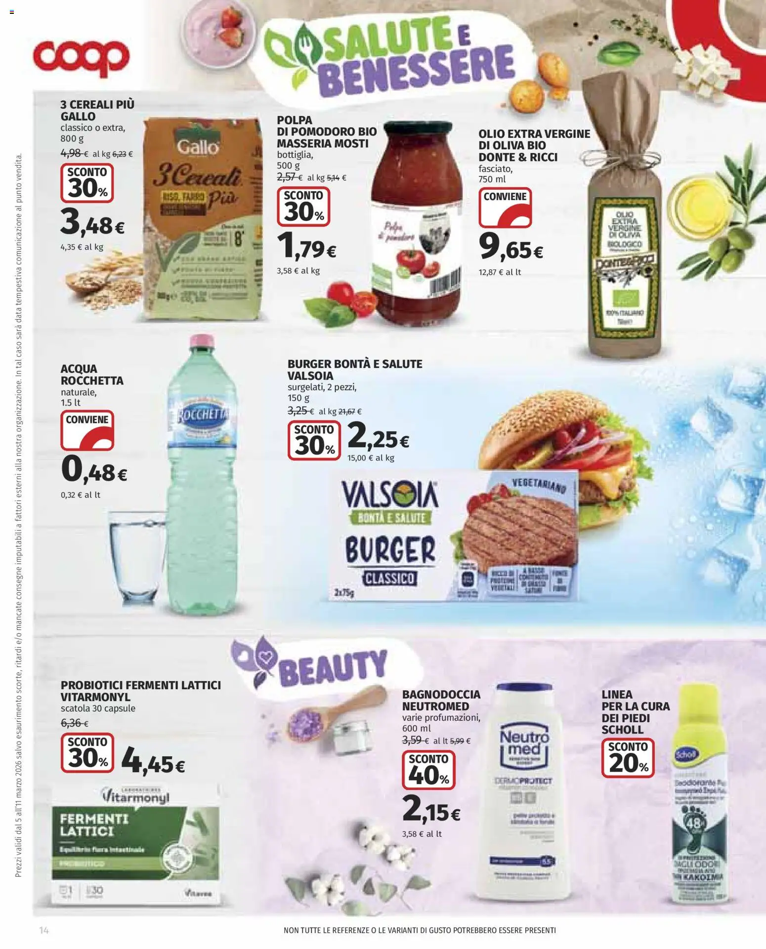 Volantino COOP del 05.03.2026 | Pagina: 14 | Prodotti: Cereali, Pomodoro, Olio, Data