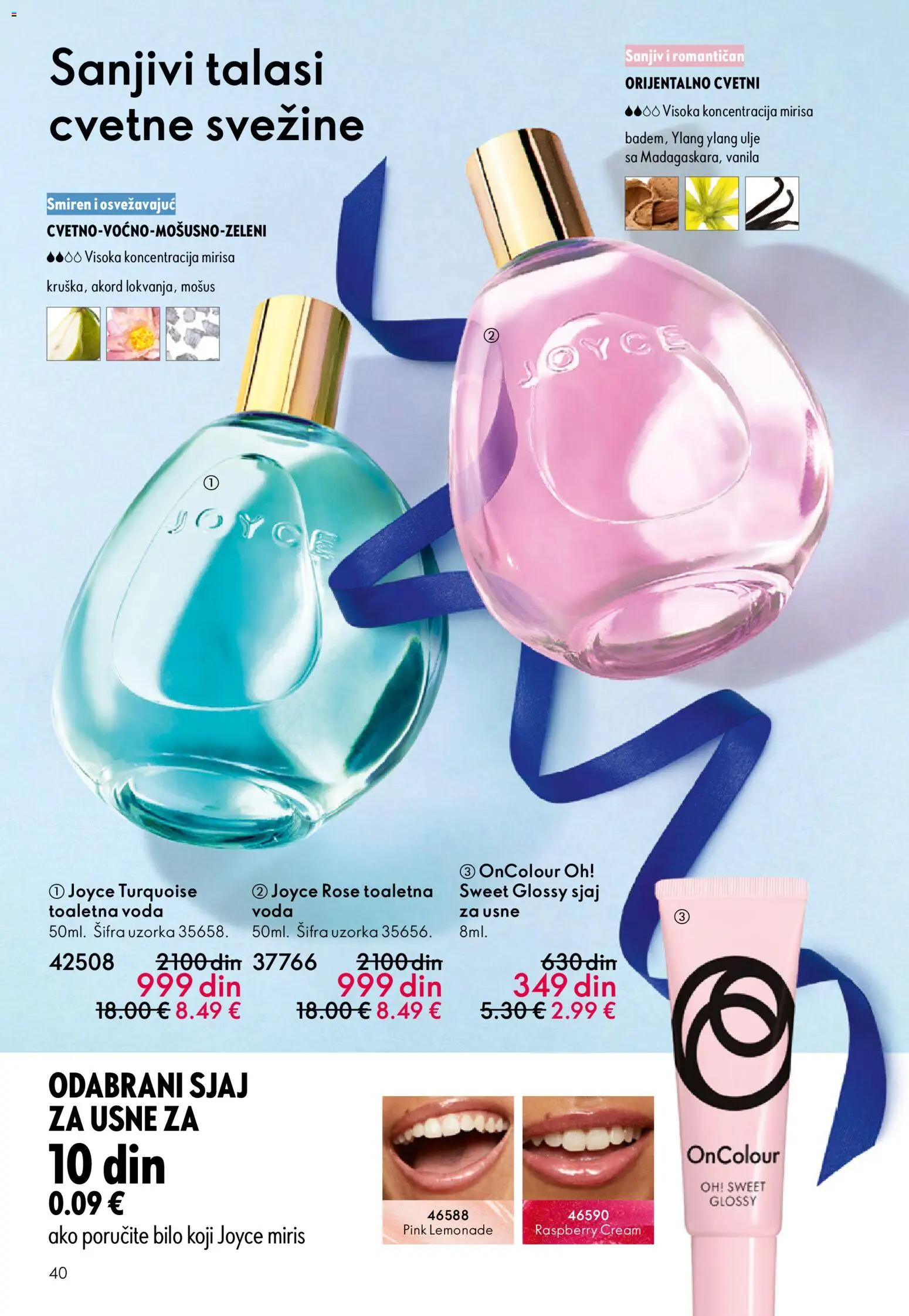 Oriflame katalog - važi od 10.12.2025 | Strana: 40 | Proizvode: Miris, Toaletna voda, Sjaj za usne, Ulje