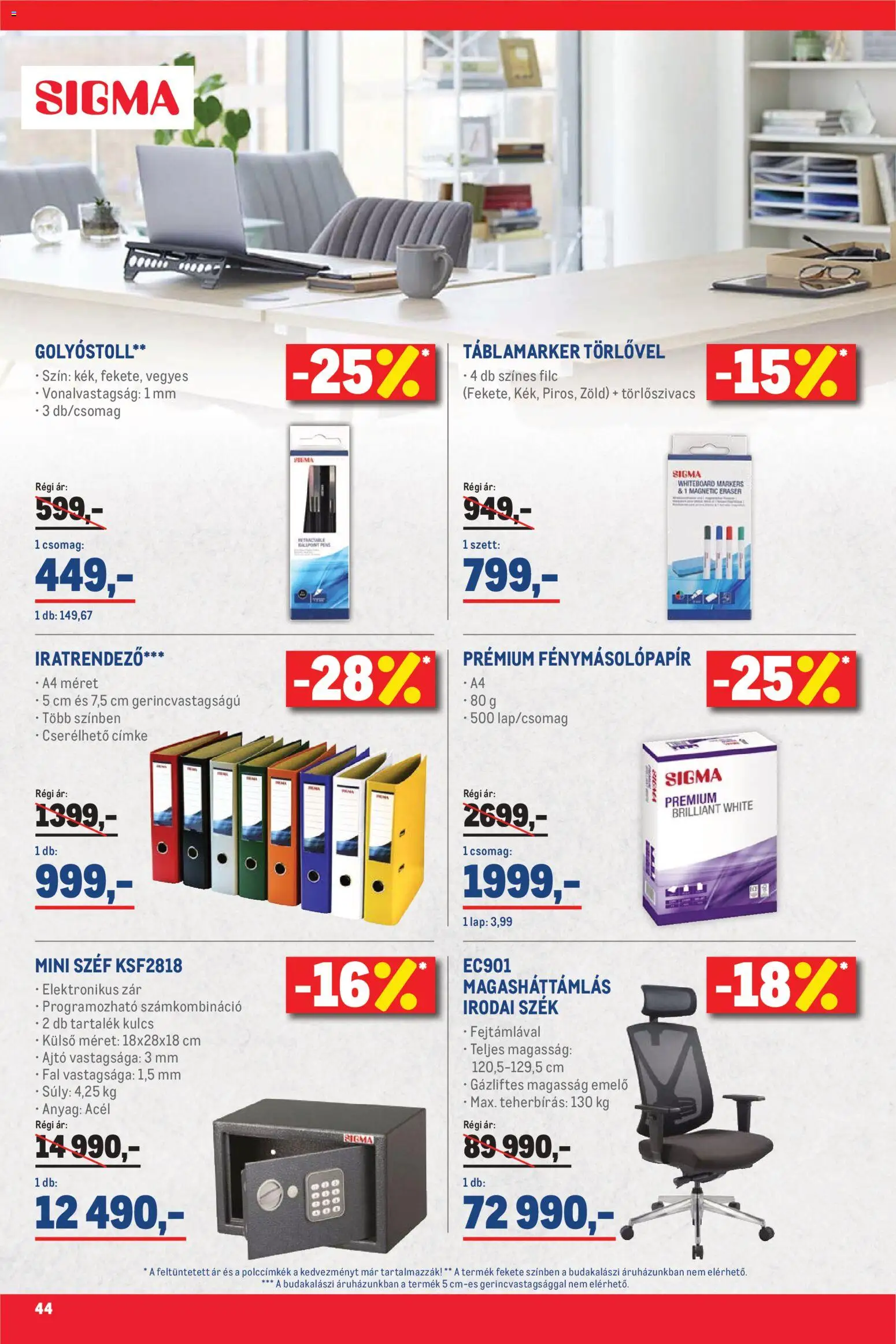 Metro akciós ujság - amely érvényes a következő dátumtól: 07.04.2026 | Oldal: 44 | Termékek: Fénymásolópapír, Szék, Irodai szék