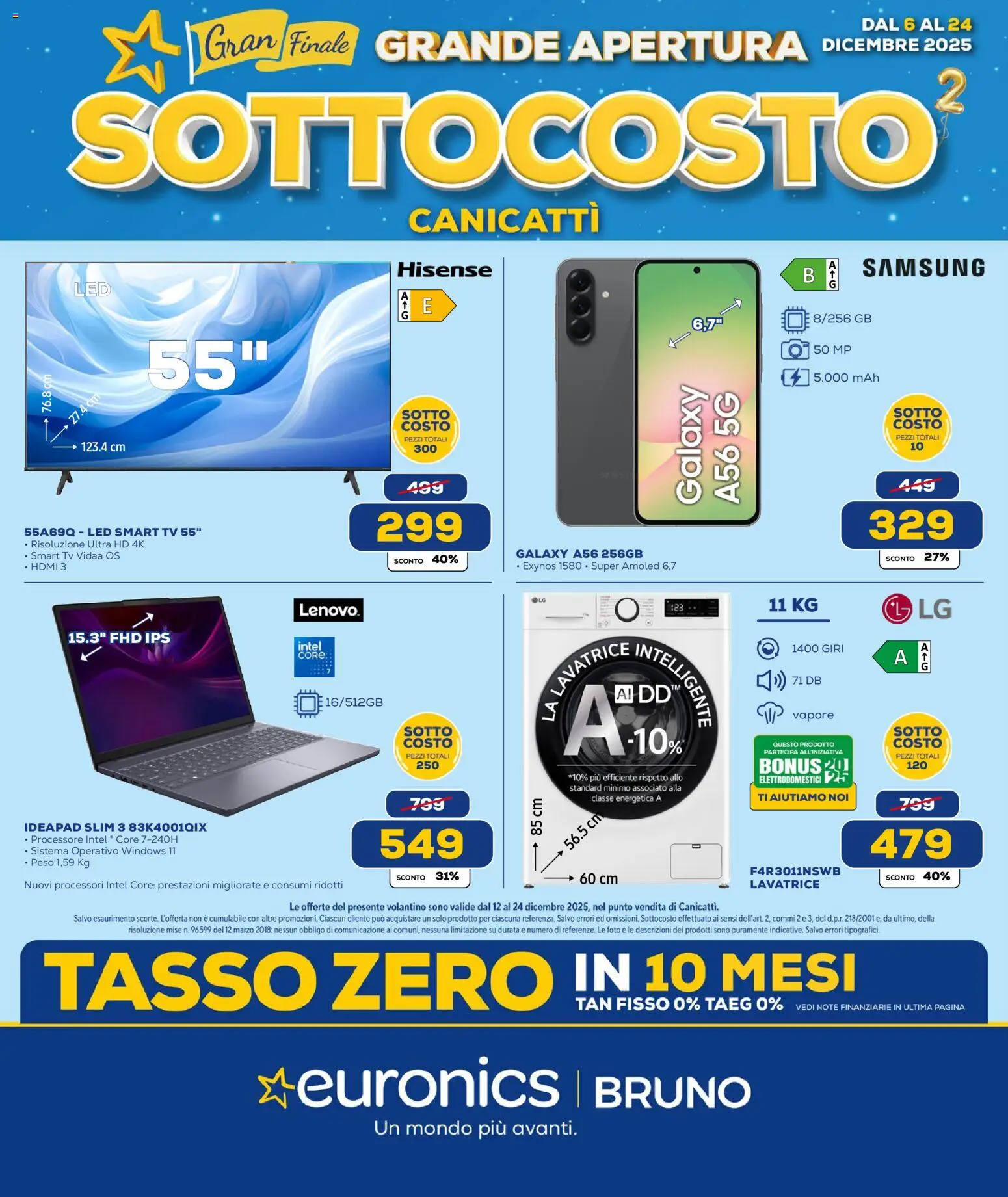 Volantino Euronics del 12.12.2025 | Pagina: 1 | Prodotti: smart TV, Lavatrice, TV, Samsung