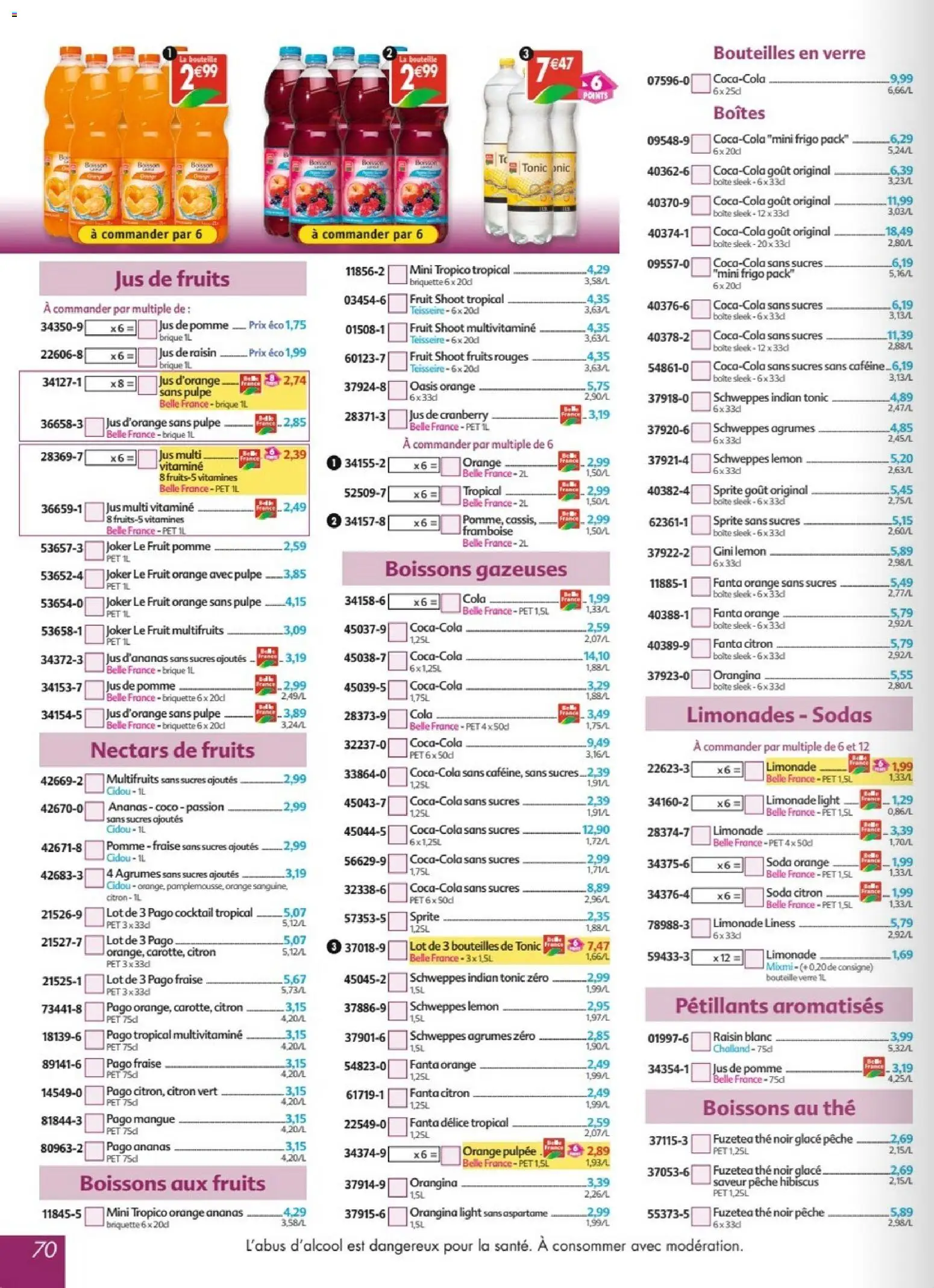 {H1} | Page: 70 | Produits: Sodas, Orangina, Pêche, Raisin