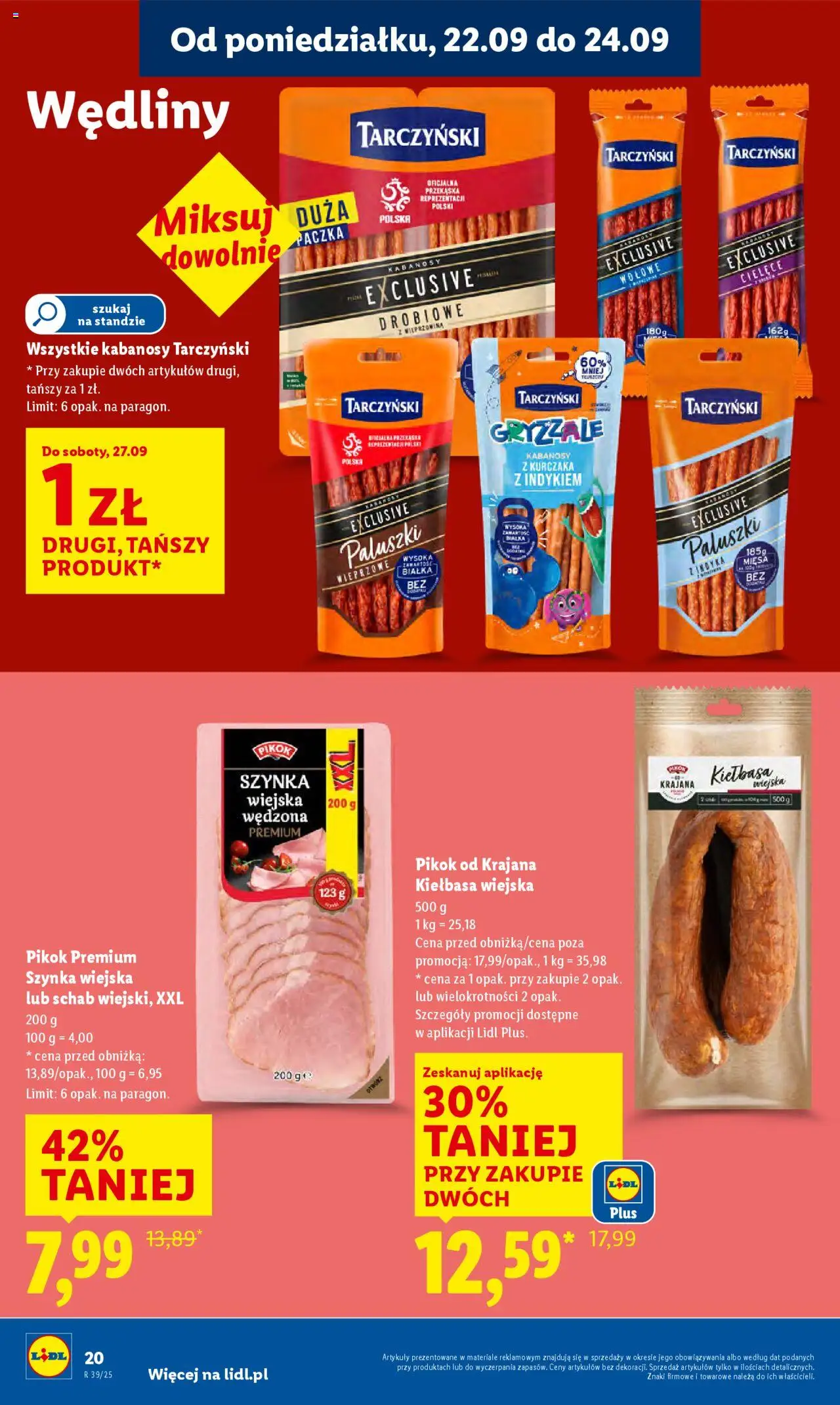 Lidl Gazetka od 22.09.2025 | Strona: 26 | Produkty: Kabanosy, Szynka, Paluszki, Wieprzowina