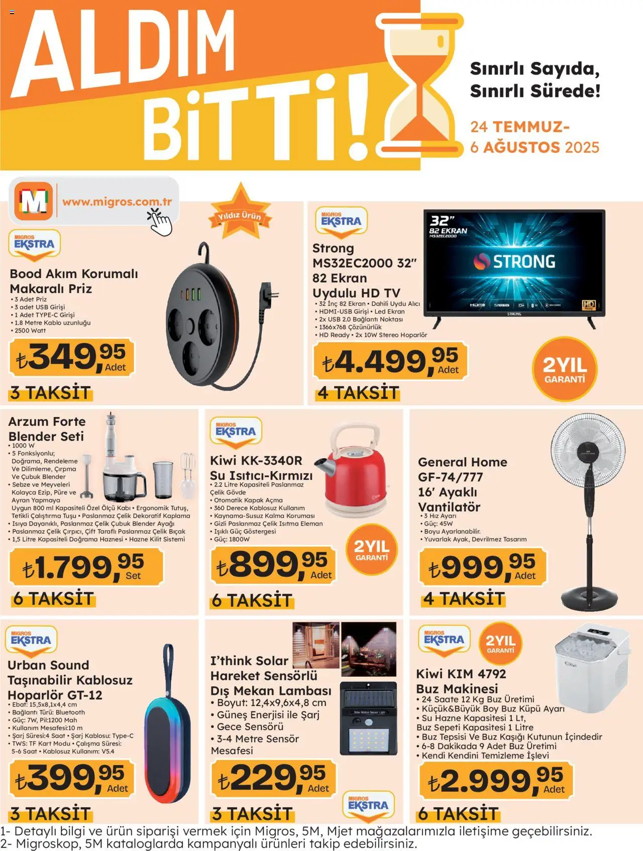 Migros Katalog - Migros Jet Dijital - 24.07.2025 tarihinden itibaren geçerlidir | Sayfa: 7 | Ürünler: Priz, TV, Hoparlör, Vantilatör
