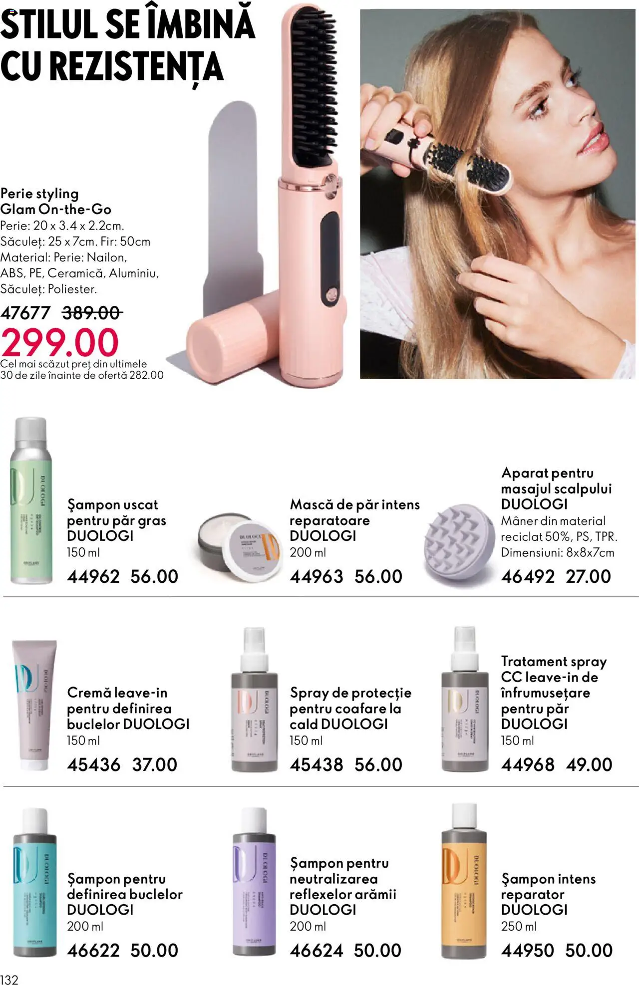 Noul catalog Oriflame – valabil de la 01.10.2025 | Pagină: 132 | Produse: Perie, Șampon, Mască de păr, Cremă
