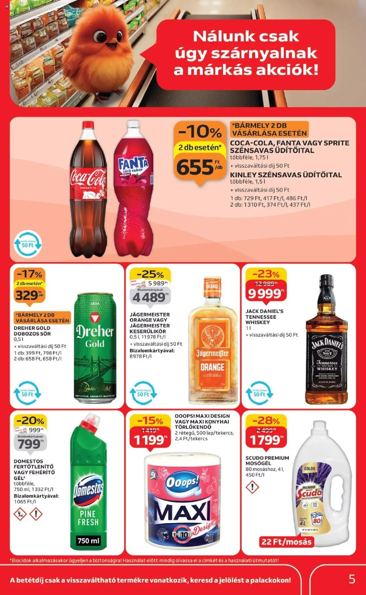 Auchan akciós ujság - amely érvényes a következő dátumtól: 18.09.2025 | Oldal: 5 | Termékek: Jägermeister, Fanta, Dobozos sör, Sör