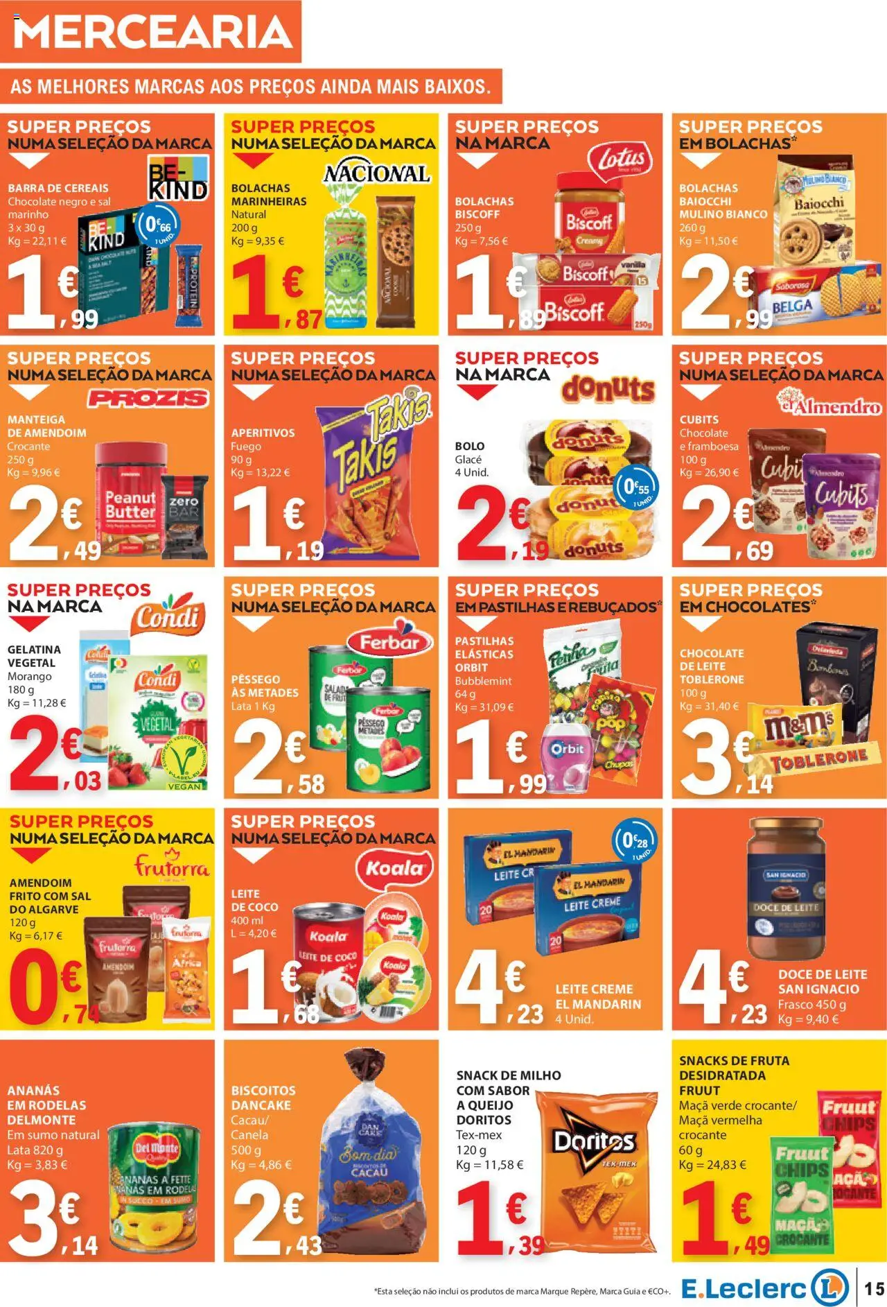 E.Leclerc folheto │ válido de 14.08.2025 | Página: 15 | Produtos: Gelatina, Doce de leite, Maça, Sumo