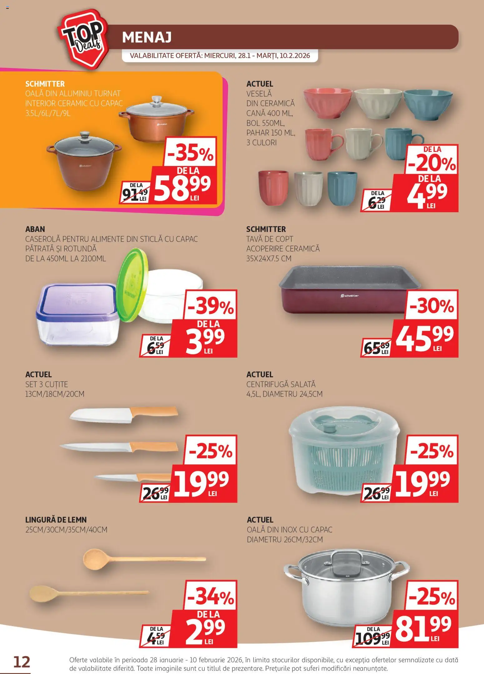 Noul catalog Auchan – valabil de la 28.01.2026 | Pagină: 12 | Produse: Tavă de copt, Oală, Bol, Salată