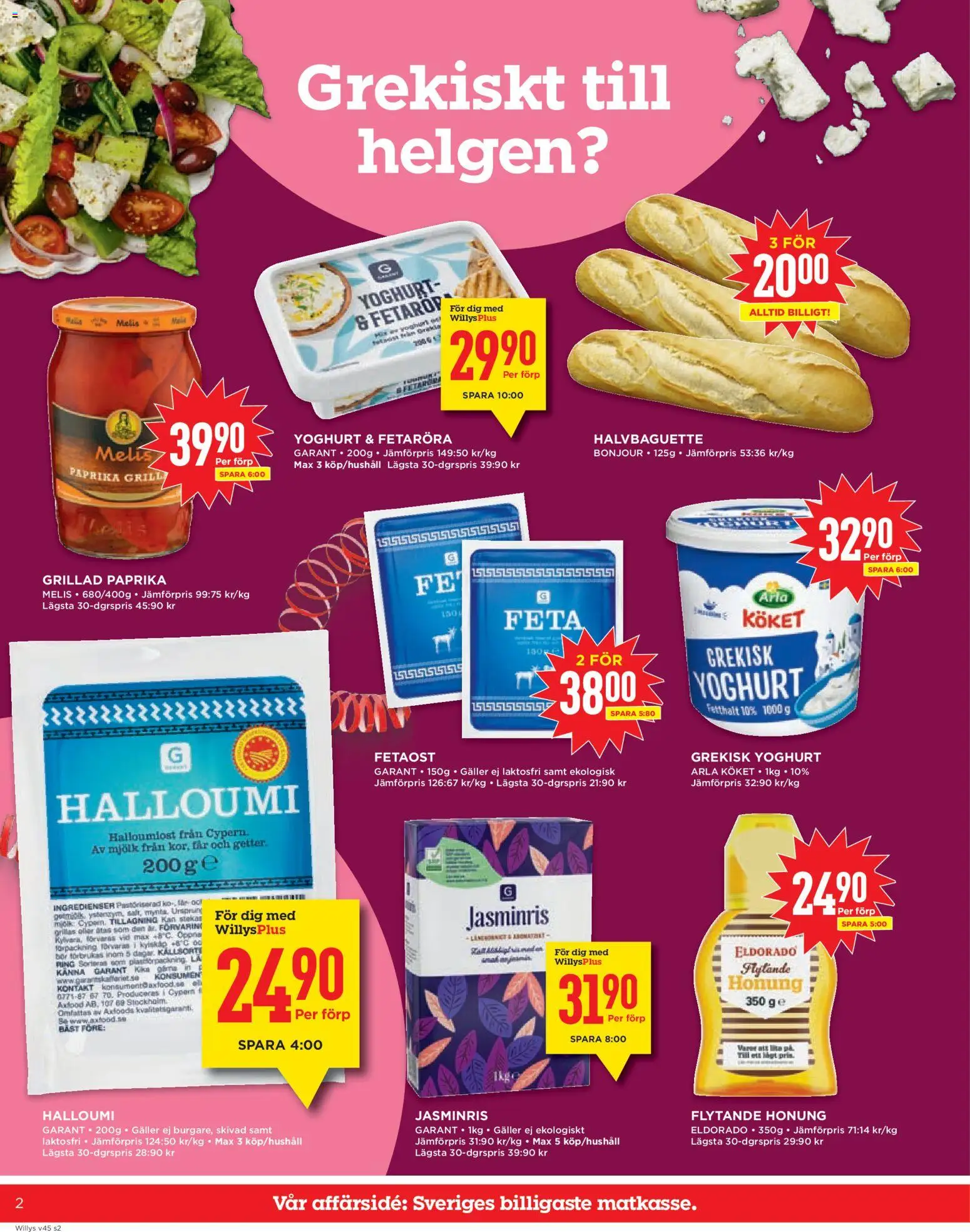 Willys reklamblad aktuell från 03.11.2025 | Sida: 2 | Produkter: Halloumi, Mjölk, Yoghurt, Kontakt