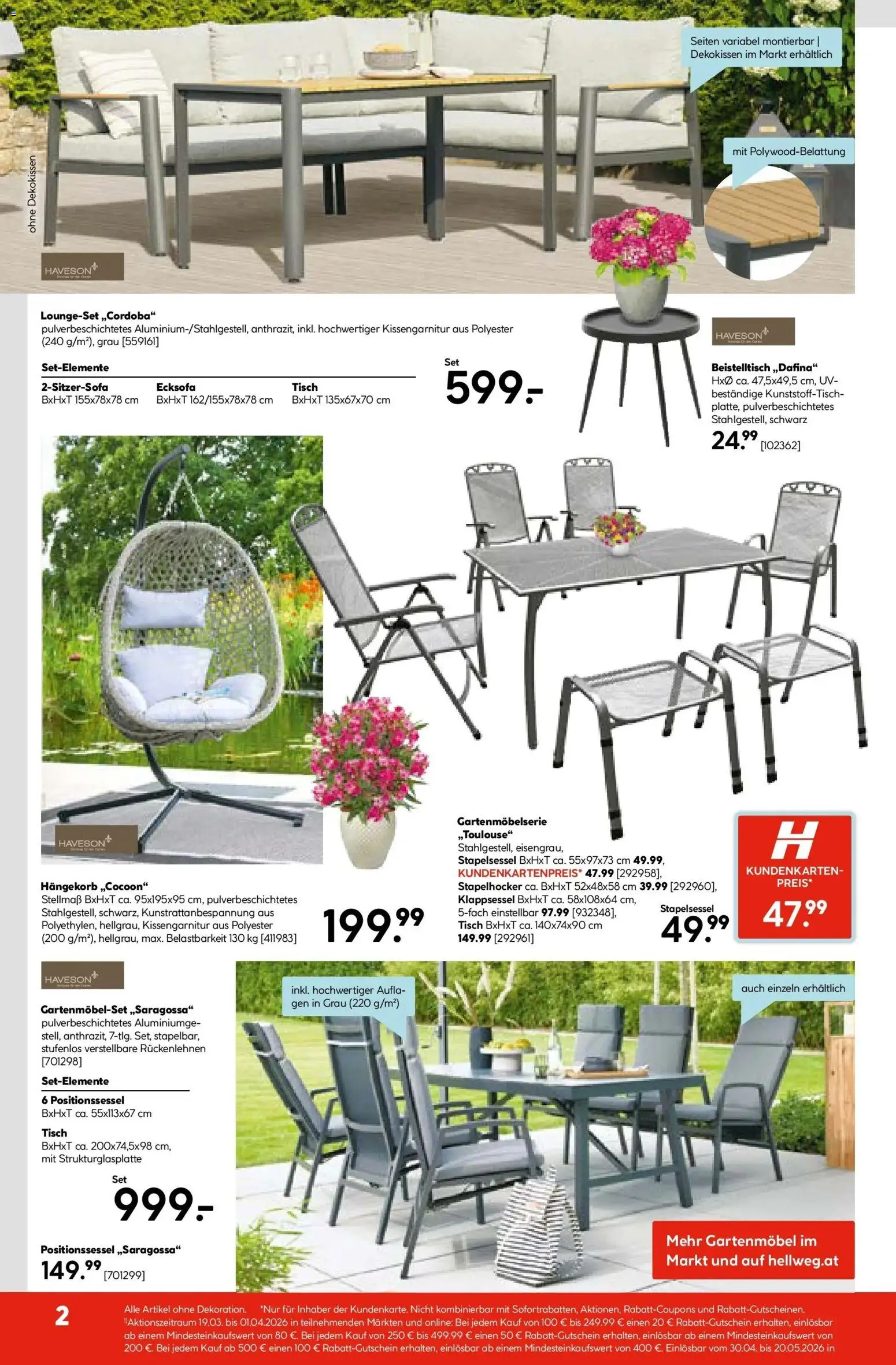 HELLWEG Ried	 gültig ab 19.03.2026 | Seite: 2 | Produkte: Tisch, Gartenmöbel