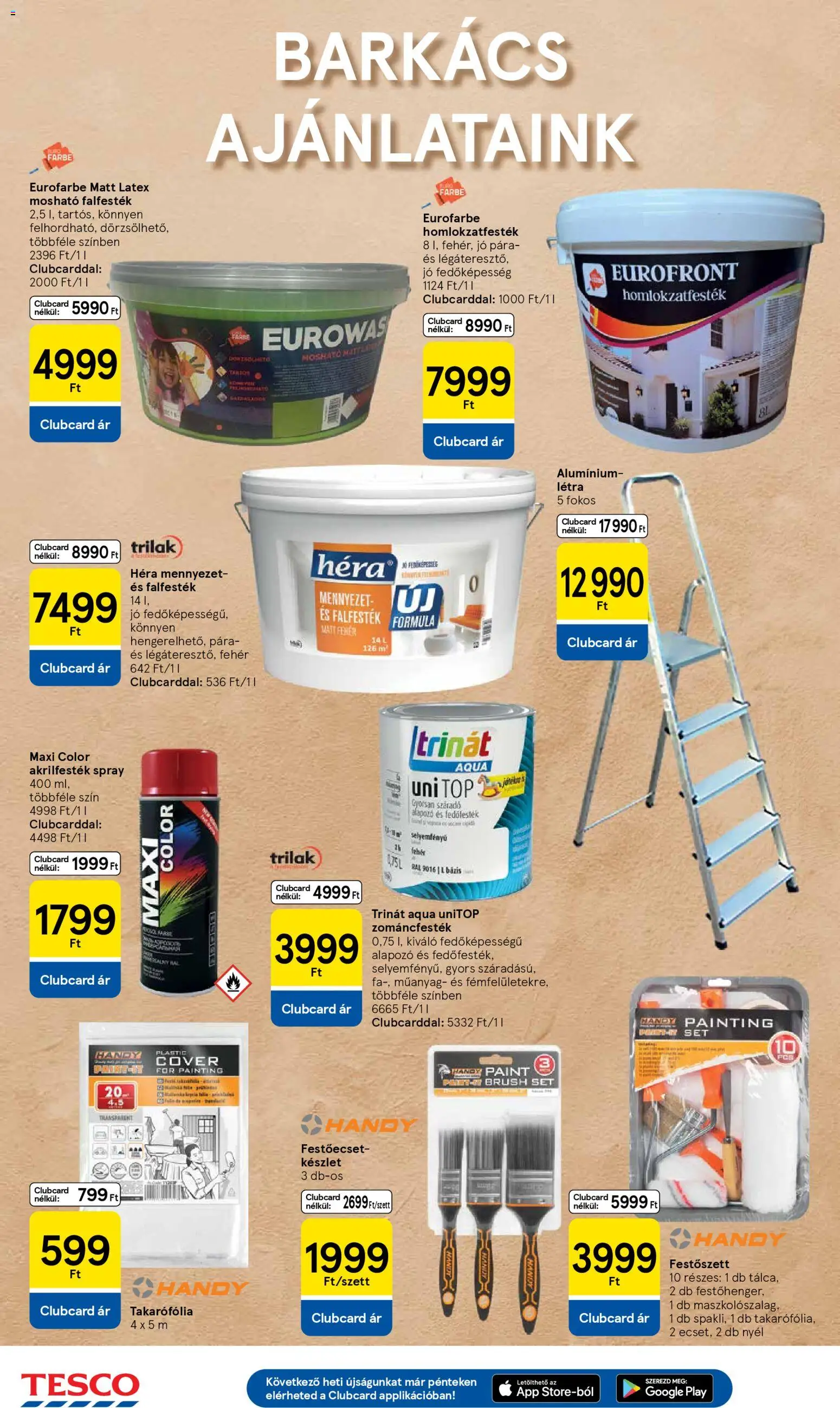 Tesco akciós ujság - amely érvényes a következő dátumtól: 16.04.2026 | Oldal: 28 | Termékek: Akrilfesték, Alapozó, Létra