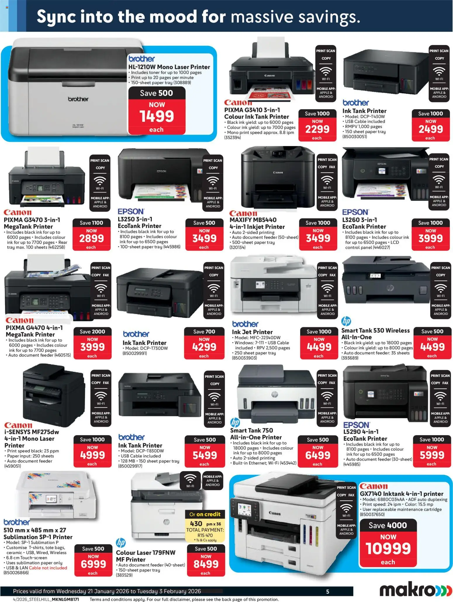 New Makro catalogue – valid from 21.01.2026 | Page: 5 | Products: Printer, Cable, USB, Paper