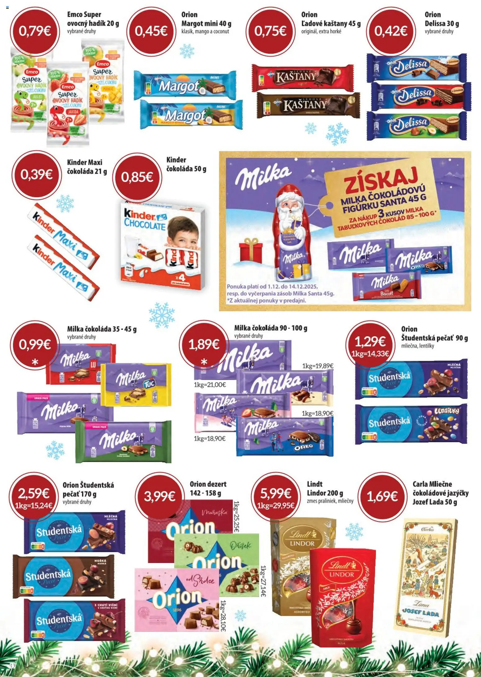 Nové Sintra akcie – leták je platný od 01.12.2025 | Strana: 13 | Produkty: Lindor, Lindt, Milka, Mango
