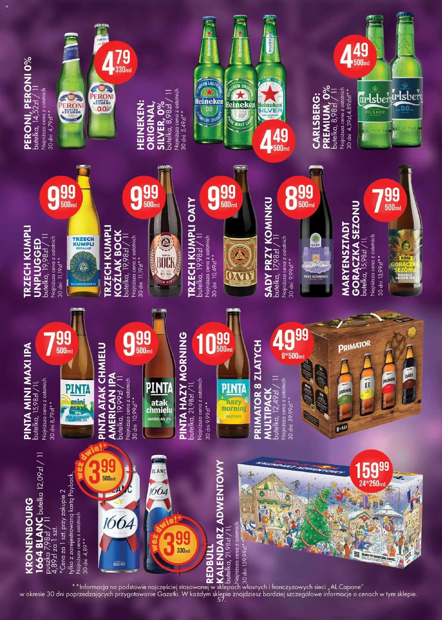 Al.Capone Gazetka od 13.11.2025 | Strona: 57 | Produkty: Karta, Heineken