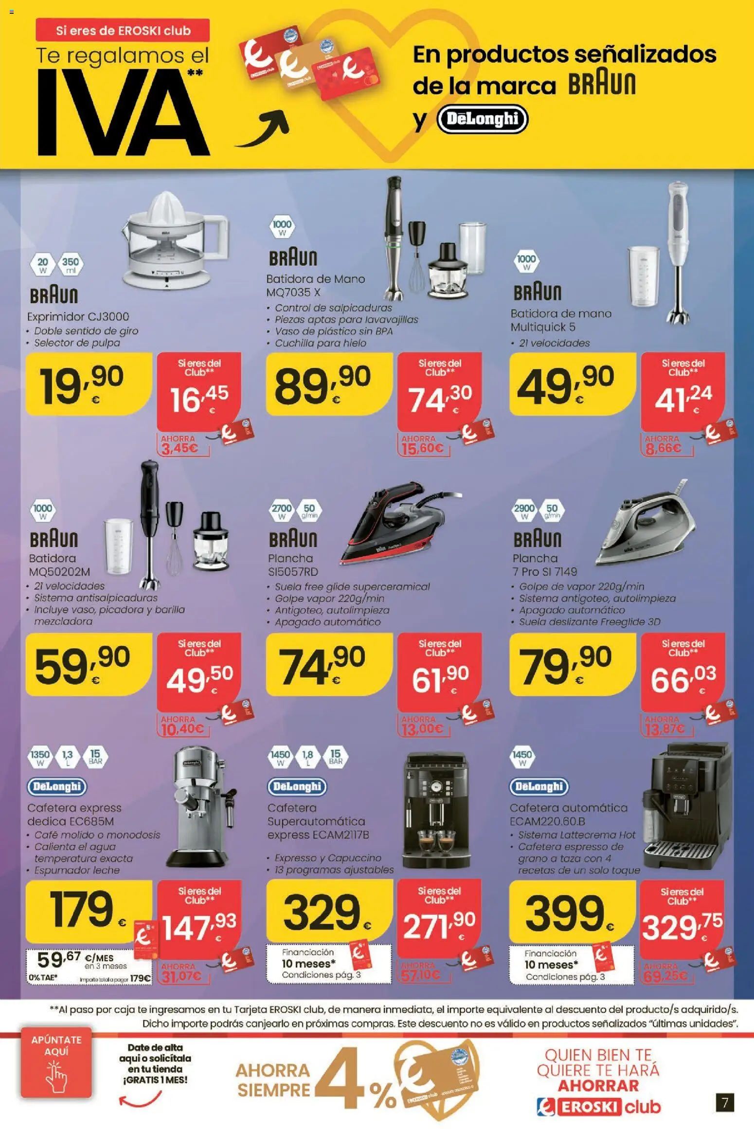 Eroski Oh Qué tecno │ válido desde el 23.04.2026 | Página: 7 | Productos: Ηλεκτρονικα ειδη, Café, Cafetera, Exprimidor