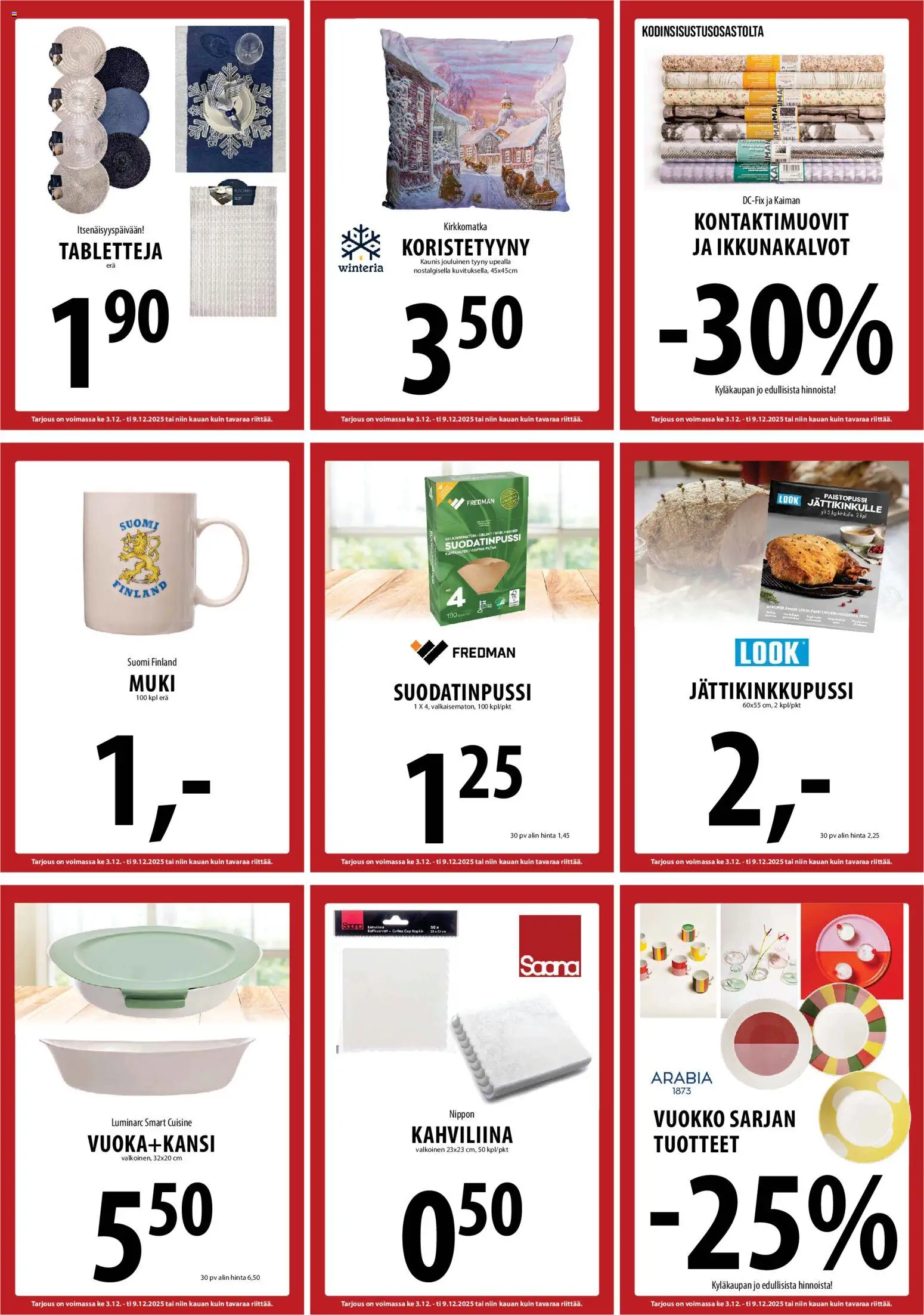 Tuuri tarjoukset – voimassa 03.12.2025 alkaen | Sivu: 23 | Tuotteet: Muki, Tyyny, Koristetyyny