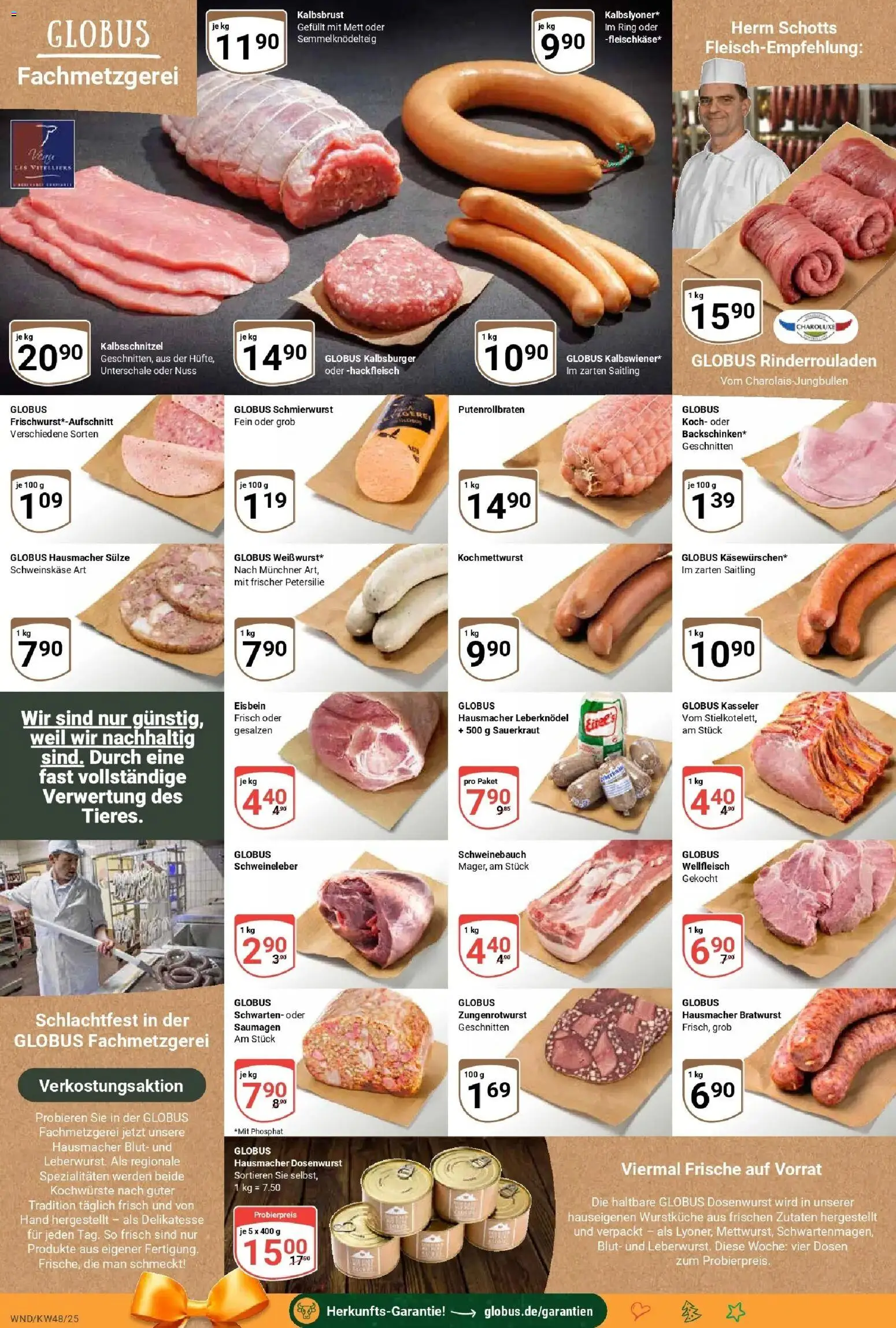 Globus prospekt St. Wendel	 – gültig ab 23.11.2025 | Seite: 10 | Produkte: Rinderrouladen, Bratwurst, Petersilie, Hackfleisch