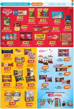 24.04.2026 tarihinden itibaren geçerli olan Çağrı Market kataloğu önizlemesi | Sayfa: 9 | Ürünler: Çikolata, Cin, Yulaf, Bisküvi