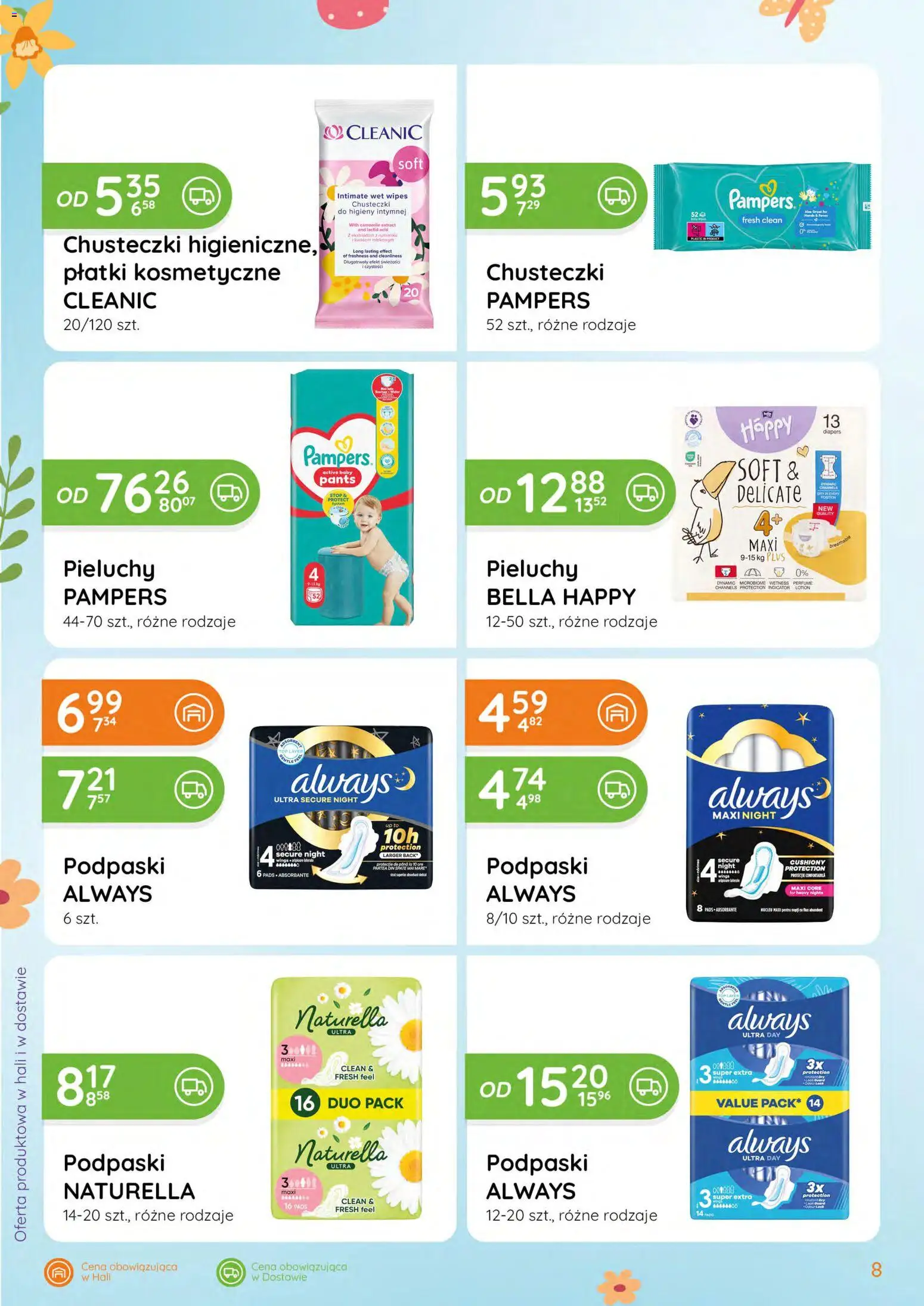 Eurocash gazetka - Katalog Chemiczny od 05.03.2026 | Strona: 8 | Produkty: Pampers, Podpaski, Płatki kosmetyczne, Płatki