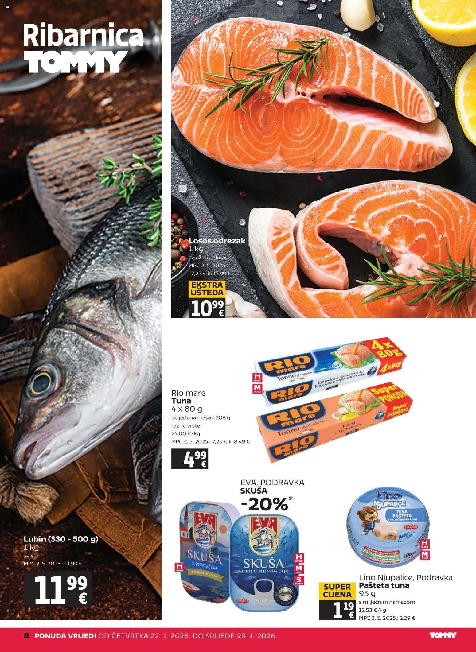 Tommy katalog | vrijedi od 22.01.2026 | Stranica: 8 | Proizvodi: Rio Mare, Pašteta, Skuša, Tuna