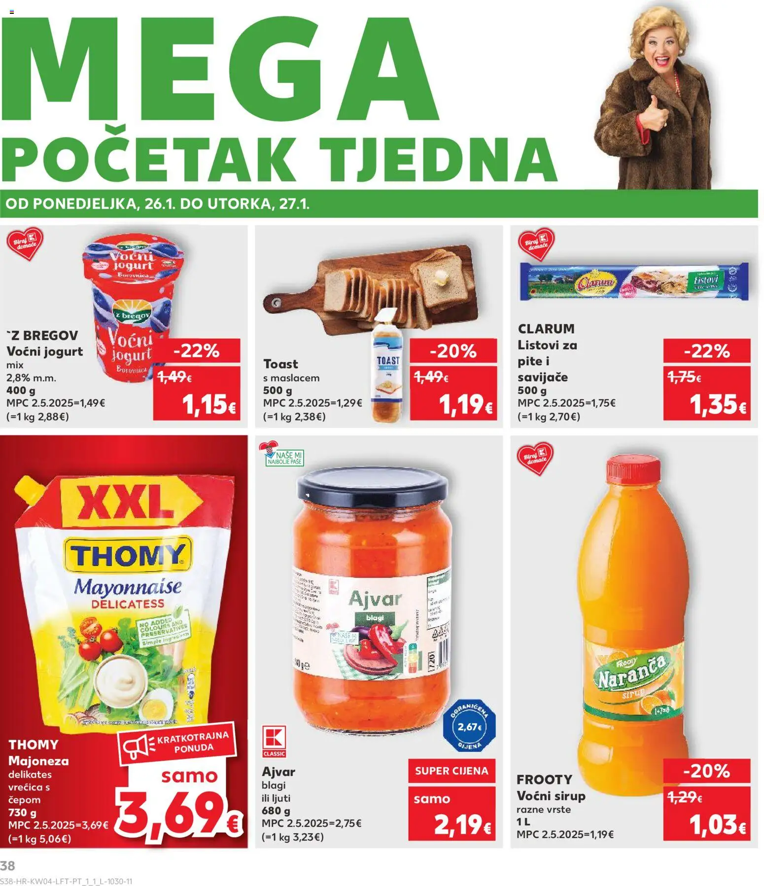 Kaufland katalog | vrijedi od 21.01.2026 | Stranica: 38 | Proizvodi: Toast, Majoneza, Borovnica, Sirup