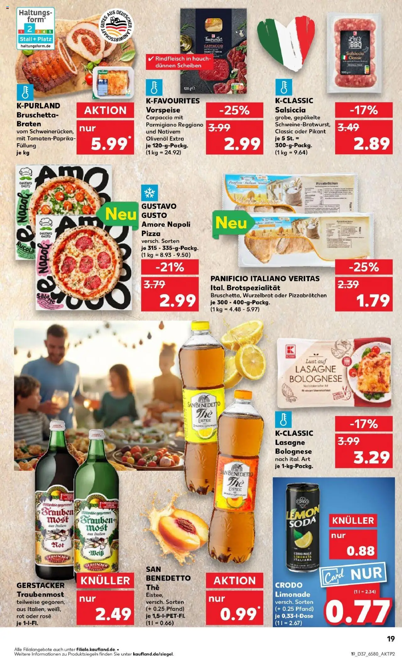 Kaufland prospekt Bremerhaven	 – gültig ab 14.09.2025 | Seite: 19 | Produkte: Olivenol, Limonade, Pizza, Rindfleisch