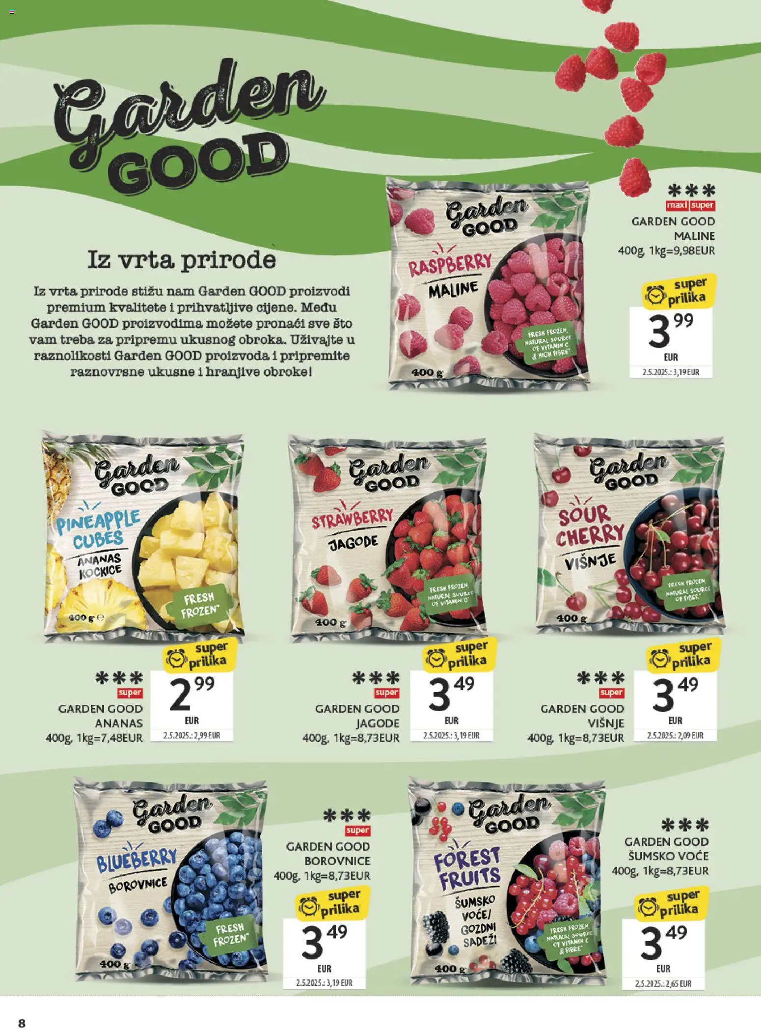 Konzum katalog | vrijedi od 19.01.2026 | Stranica: 8 | Proizvodi: Šumsko voće, Ananas, Borovnice, Maline