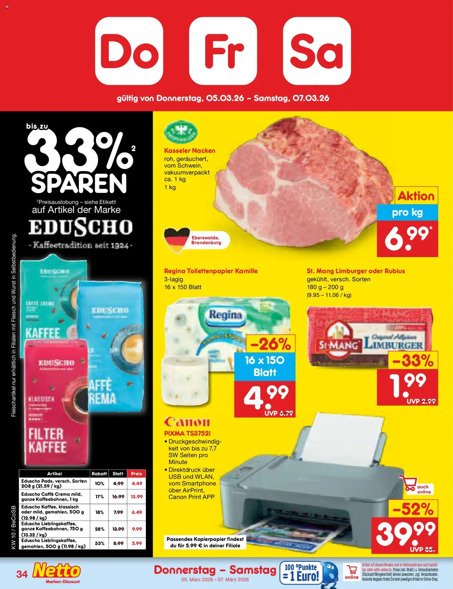 Netto Marken-Discount Prospekt 	 – gültig ab 02.03.2026 | Seite: 44 | Produkte: USB, Kasseler nacken, Fleisch, Toilettenpapier