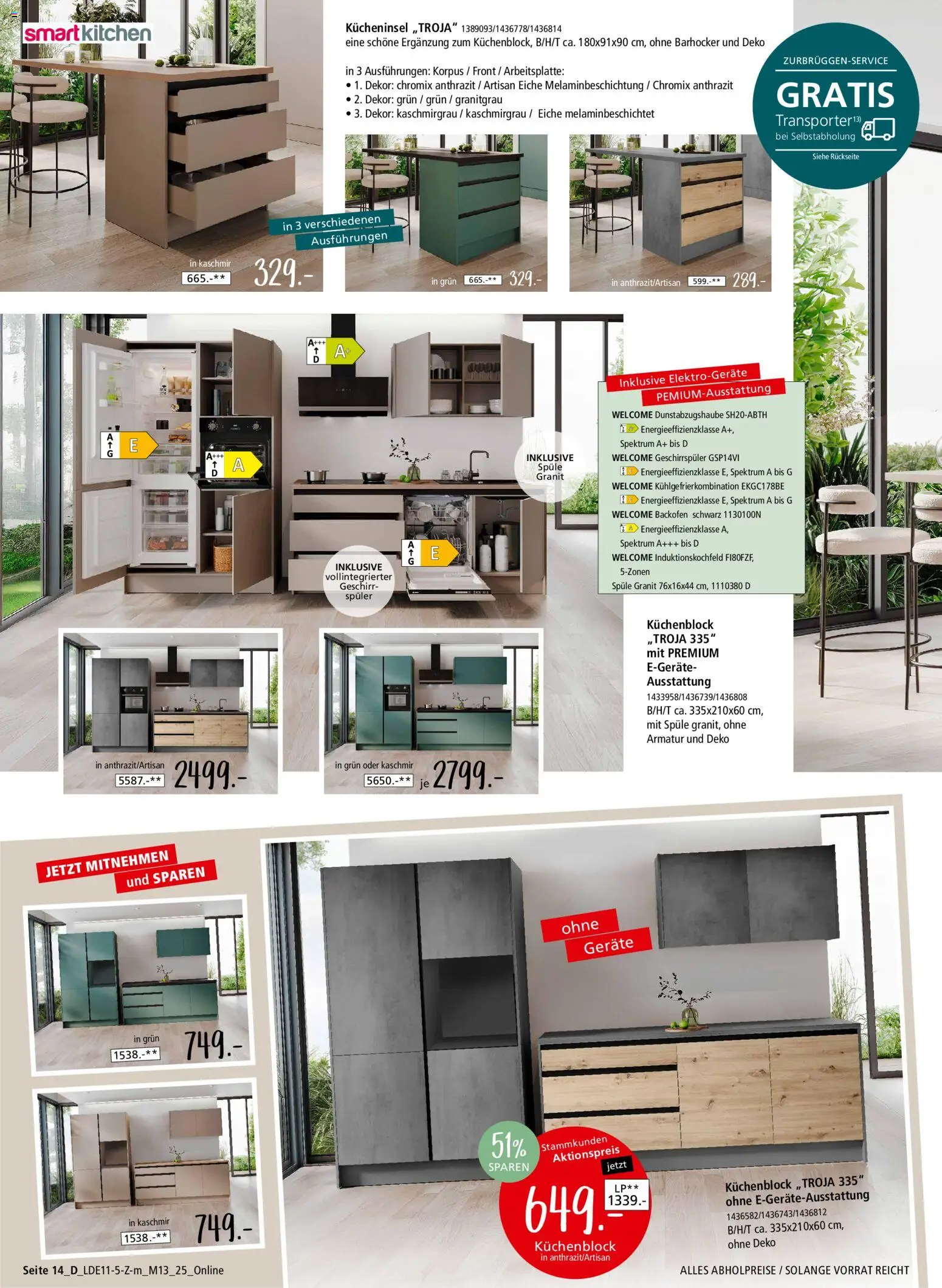 Zurbrüggen Z2-Junges Wohnen – gültig ab 08.11.2025 | Seite: 52 | Produkte: Küchenblock, Armatur, Backofen, Kühlgefrierkombination